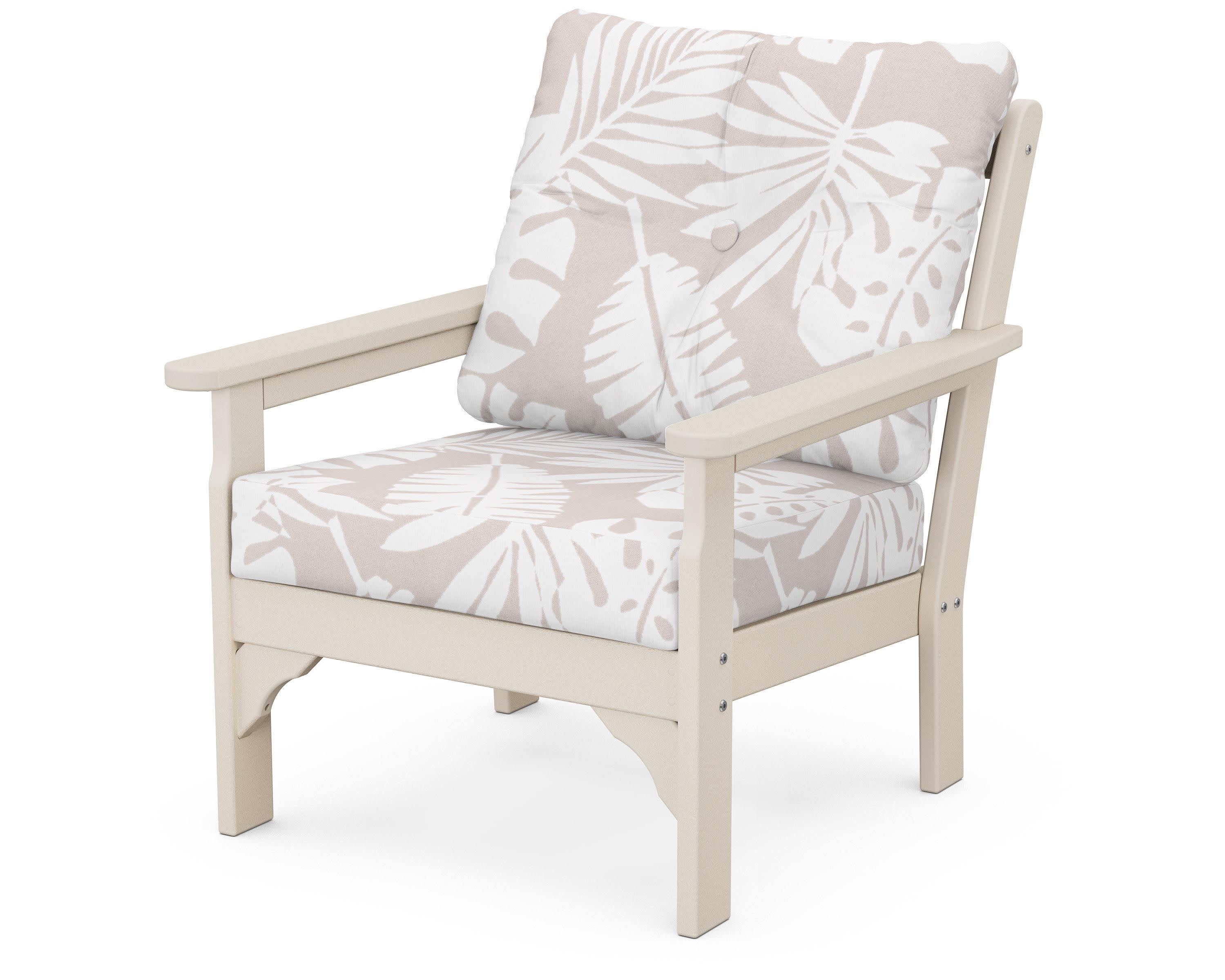 Vineyard Deep Seating Chair in Sand / Leaf Dune Burlap