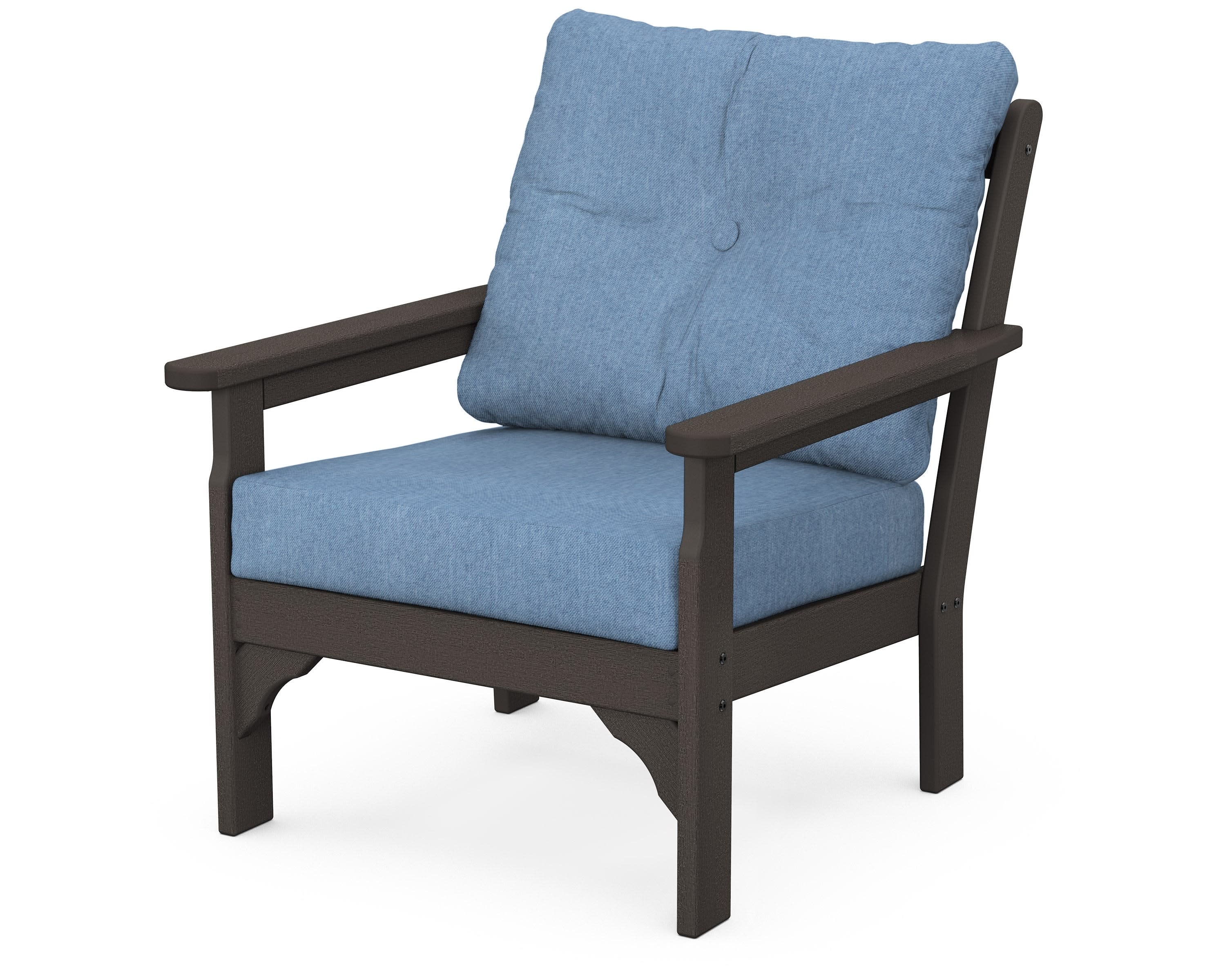 Vineyard Deep Seating Chair in Vintage Coffee / Sky Blue