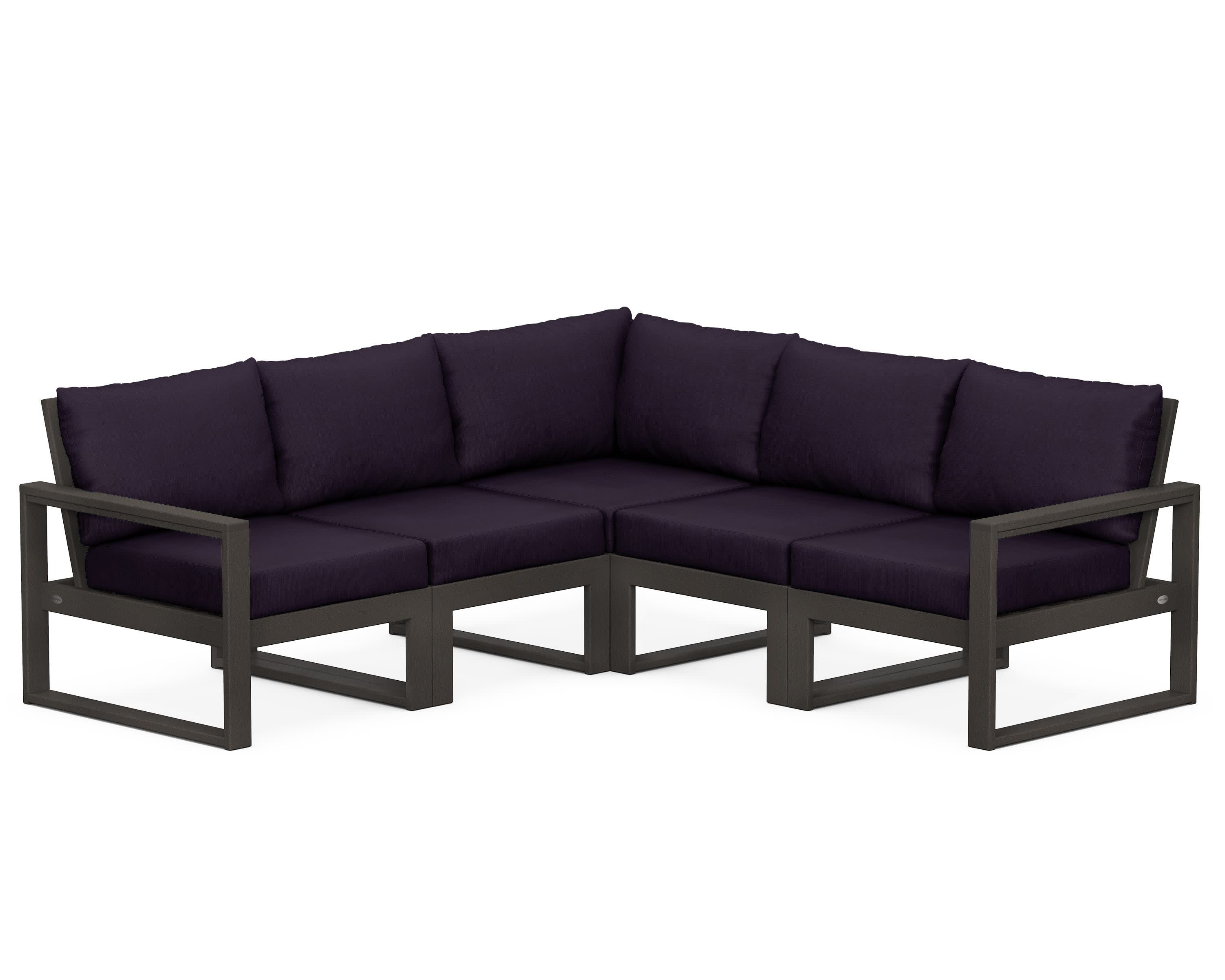 EDGE 5-Piece Modular Deep Seating Set in Vintage Coffee / Navy Linen