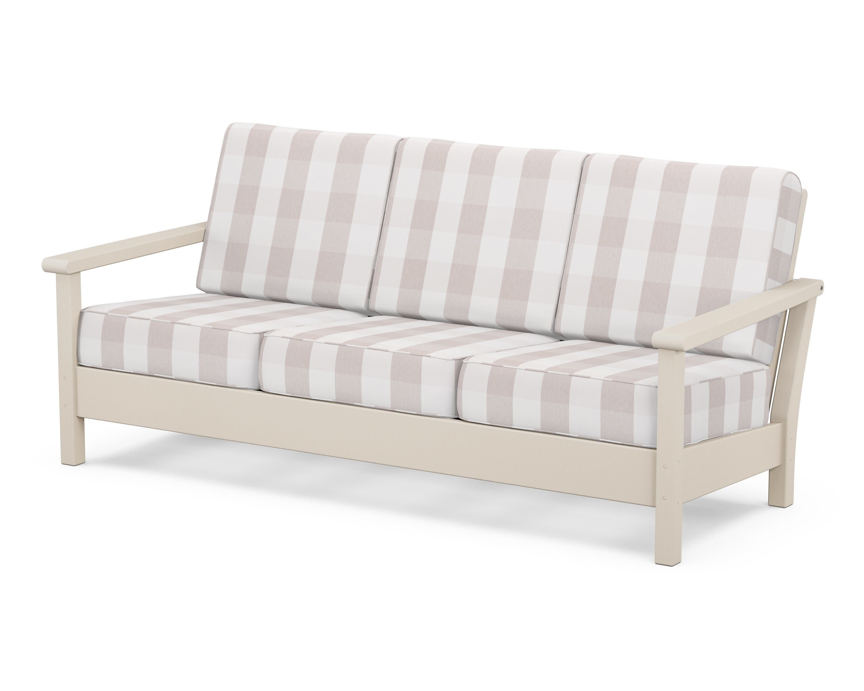 Harbour Deep Seating Sofa in Sand / Buffalo Plaid Dune Burlap