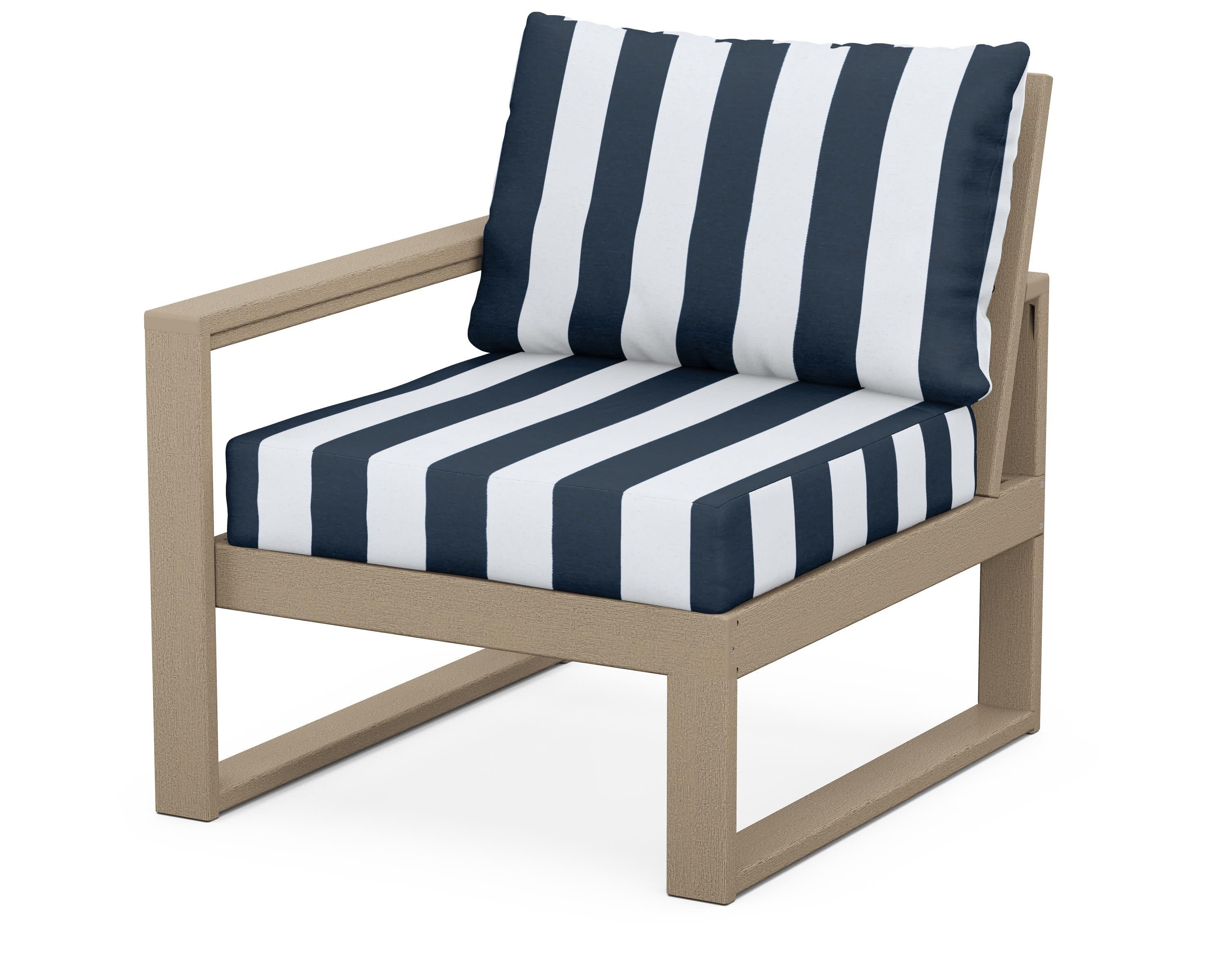 EDGE Modular Left Arm Chair in Vintage Sahara / Cabana Stripe Marine Indigo