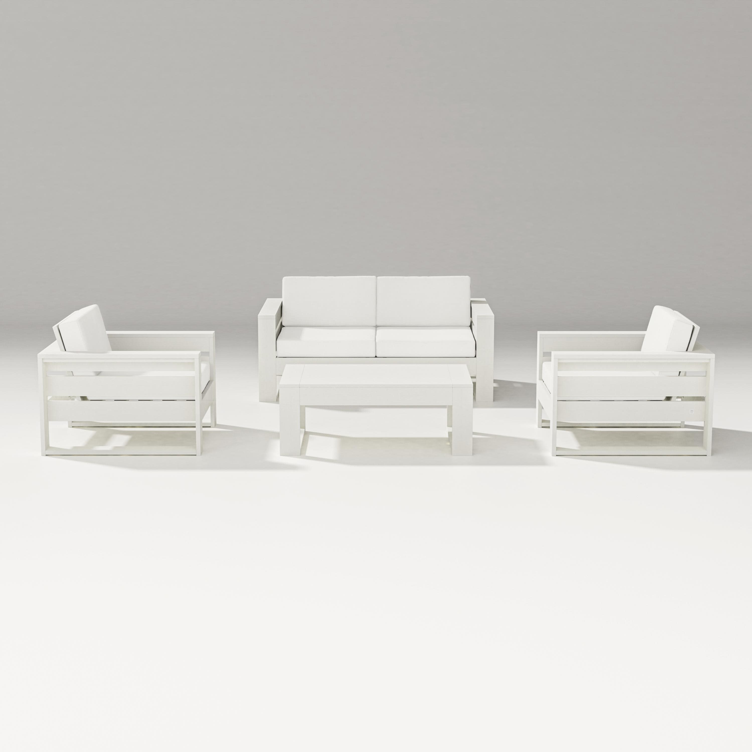 Latitude 4-Piece Lounge Loveseat Set in Vintage White / Natural Linen
