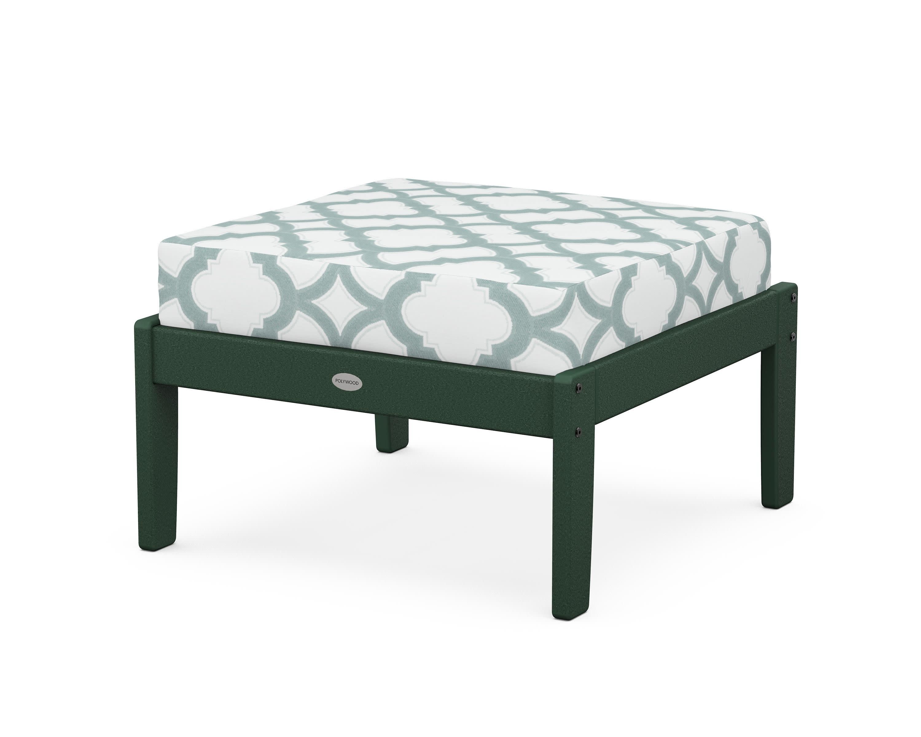 Braxton Deep Seating Ottoman in Green / Trellis Glacier Spa