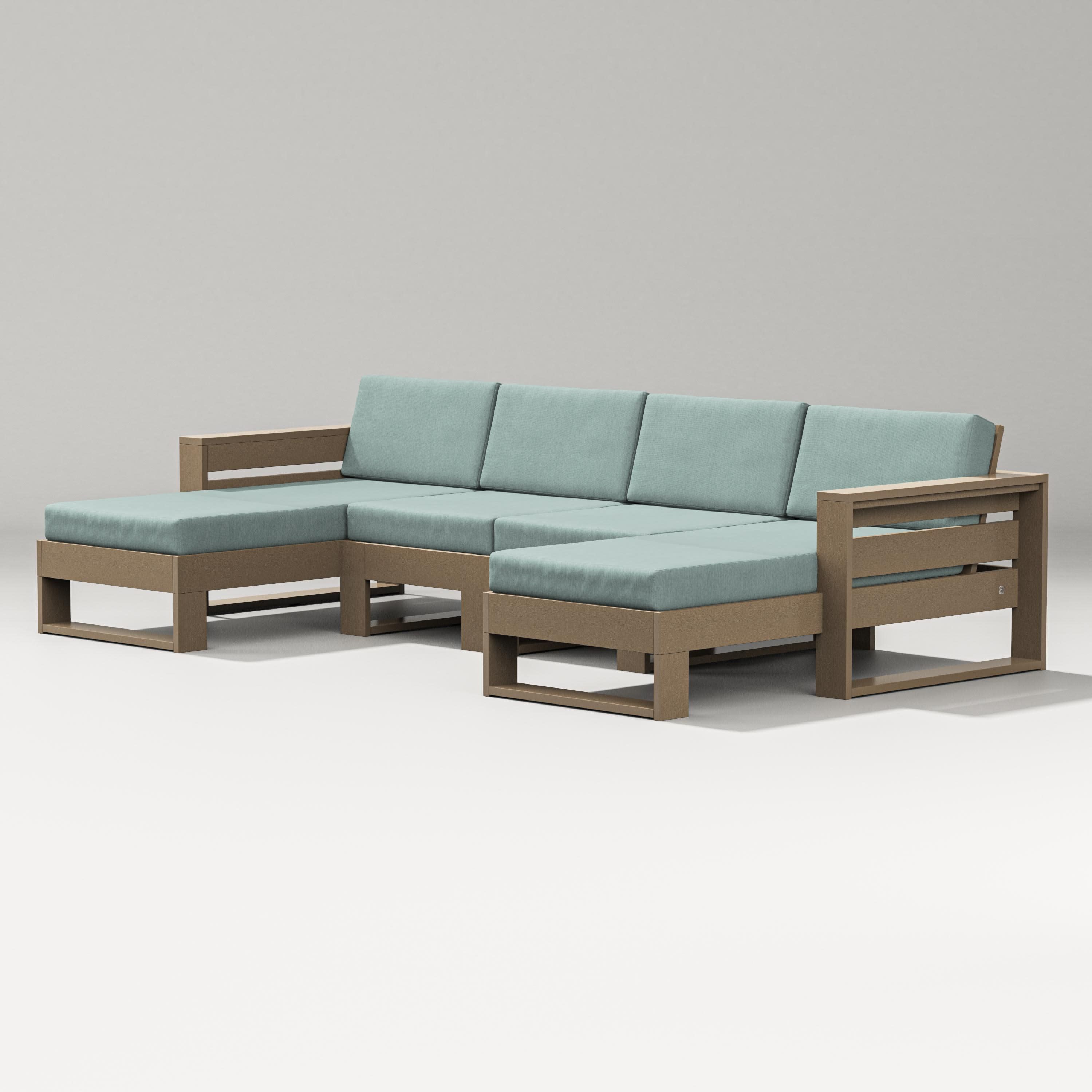 Latitude Double Chaise Sectional in Vintage Sahara / Glacier Spa