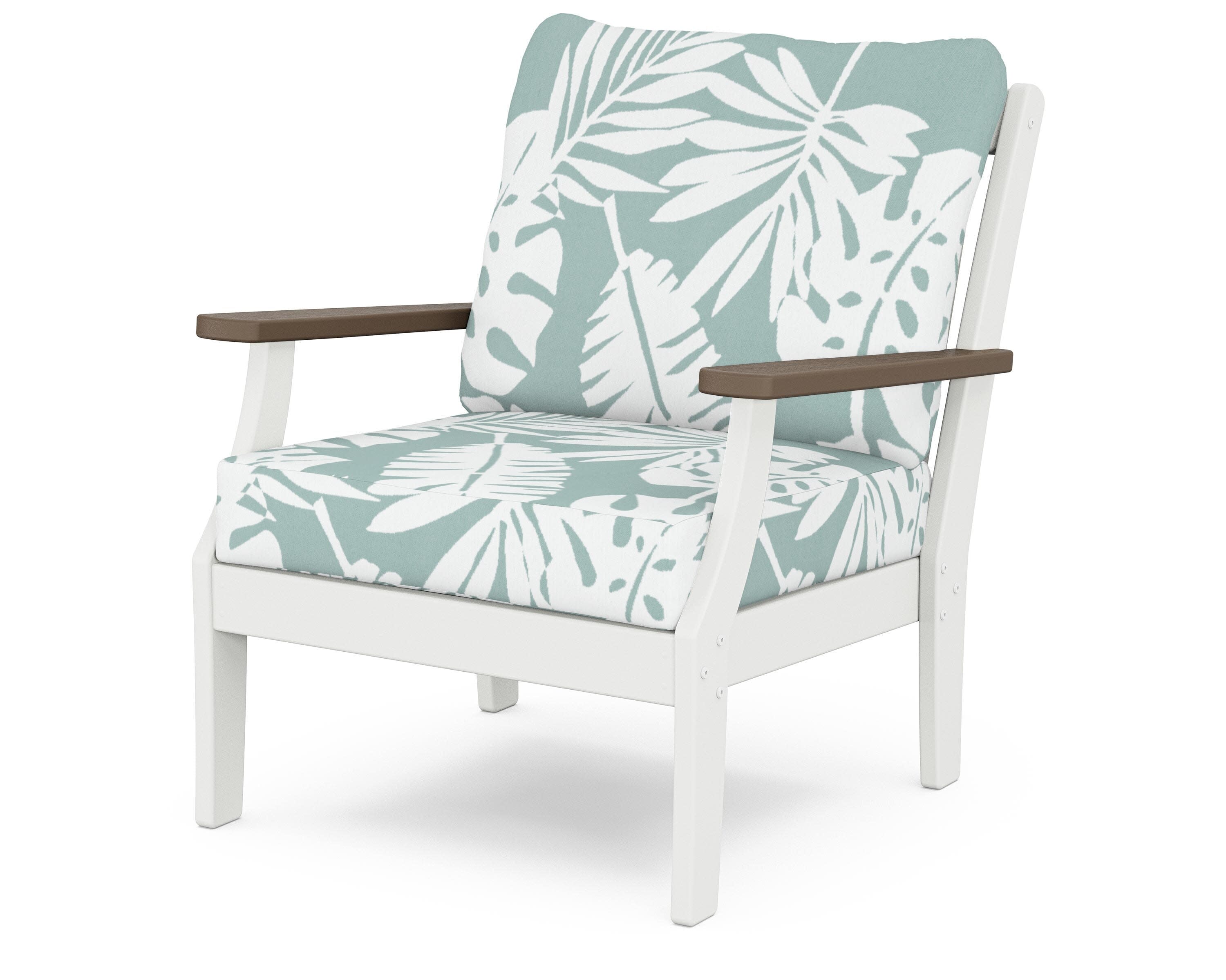 Braxton Deep Seating Chair in White / Kona / Leaf Glacier Spa