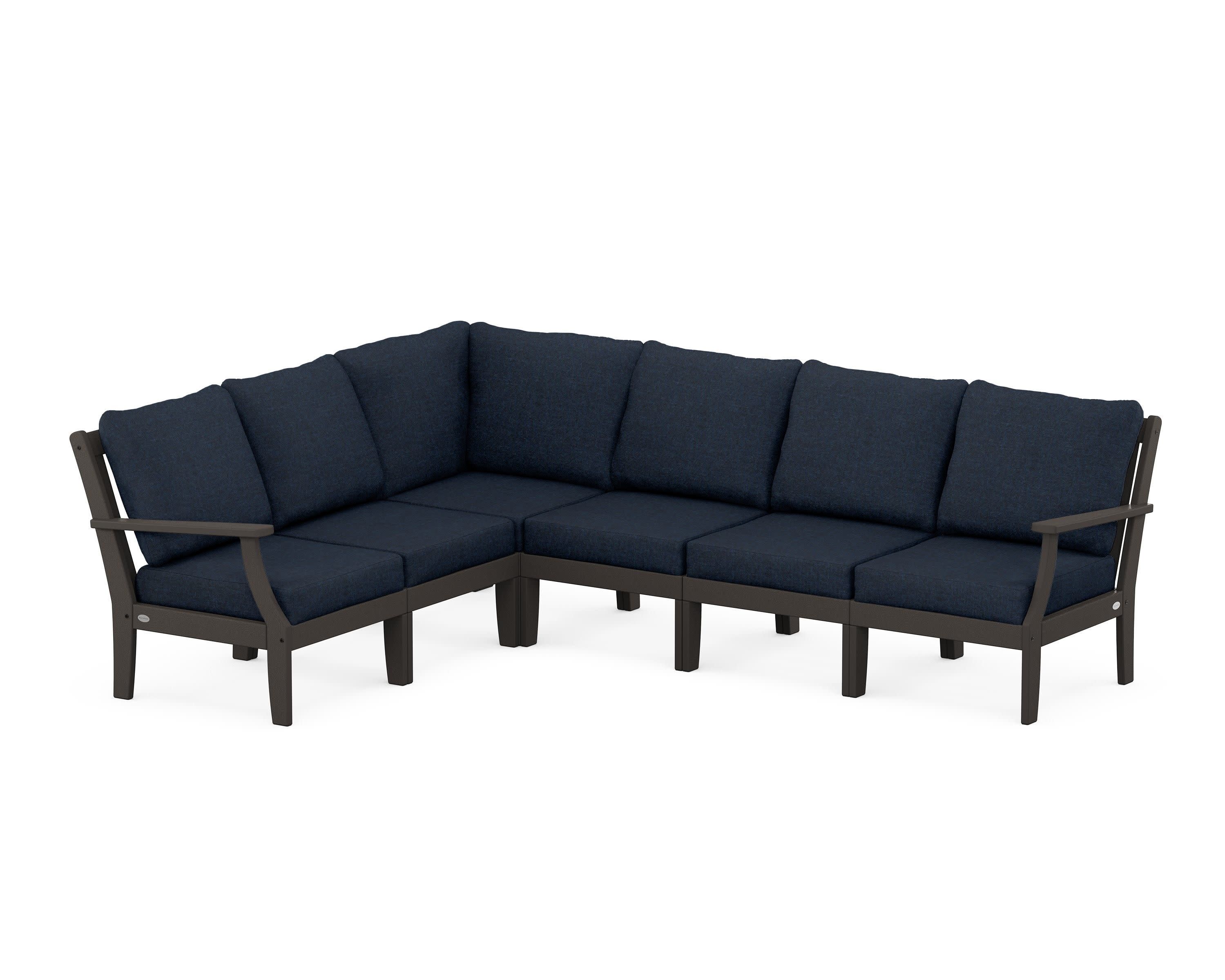 Braxton Modular 6-Piece Deep Seating Set in Vintage Coffee / Marine Indigo