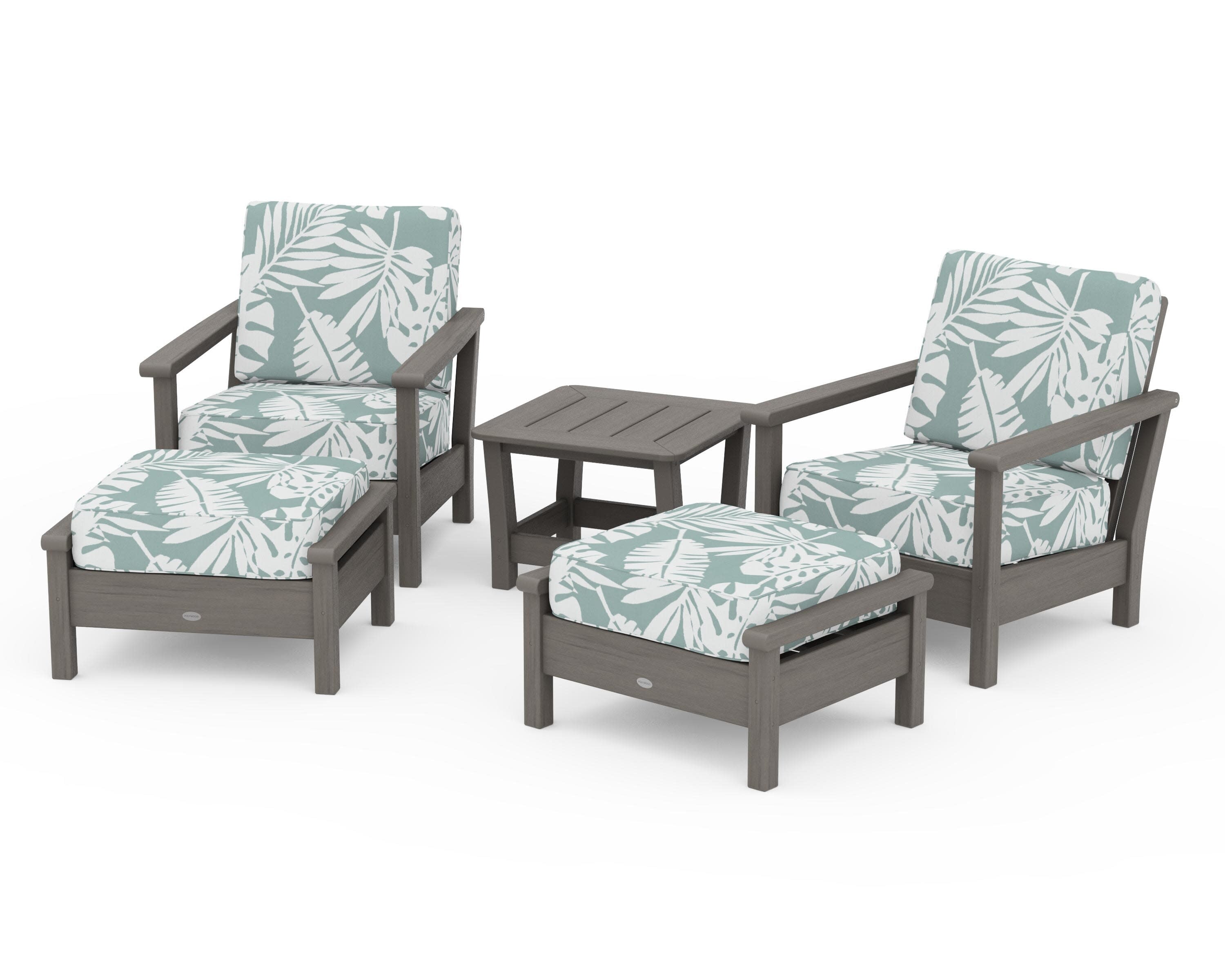 Harbour 5-Piece Deep Seating Chair Set in Driftwood / Leaf Glacier Spa