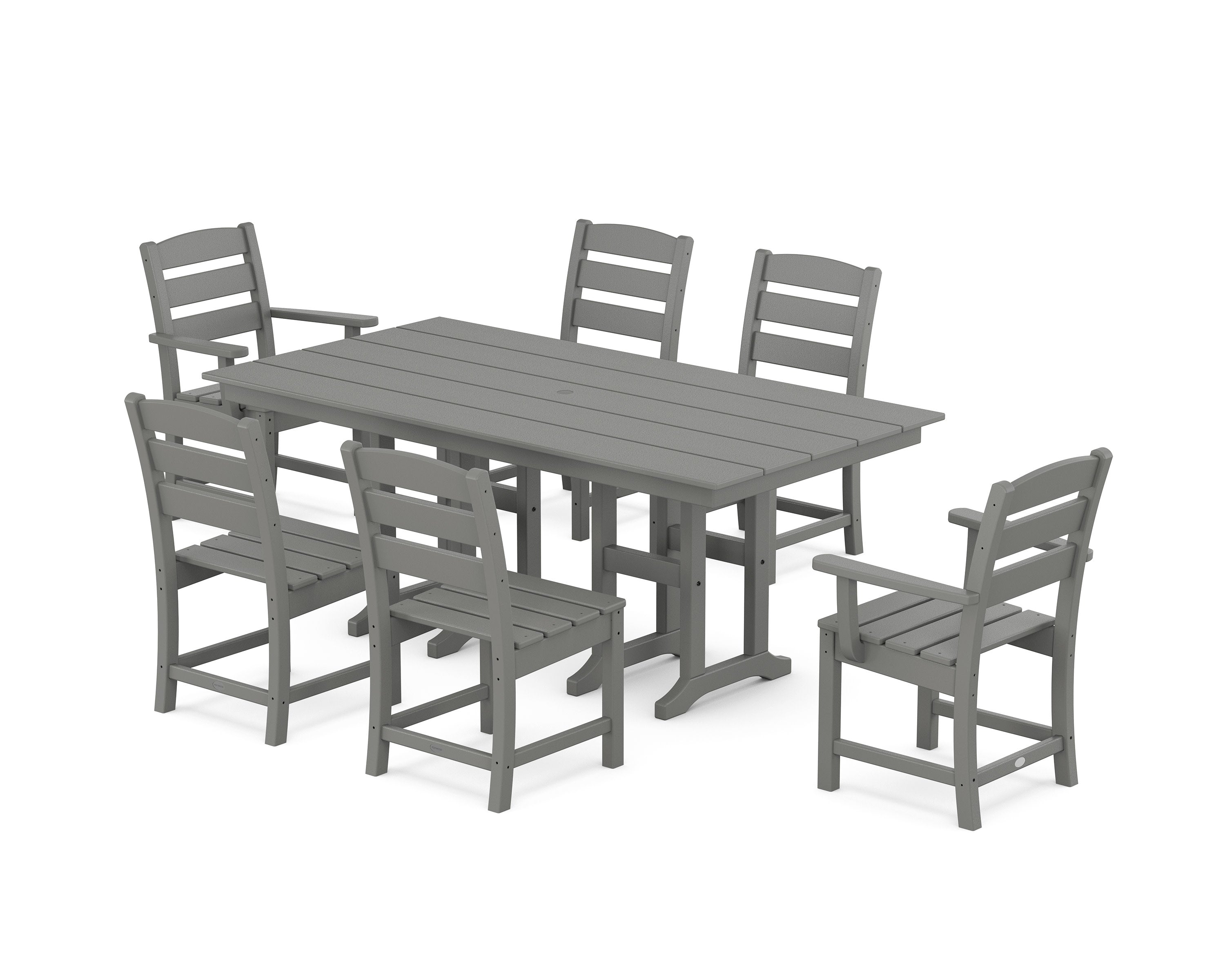 Lakeside 7-Piece Farmhouse Dining Set in Slate Grey