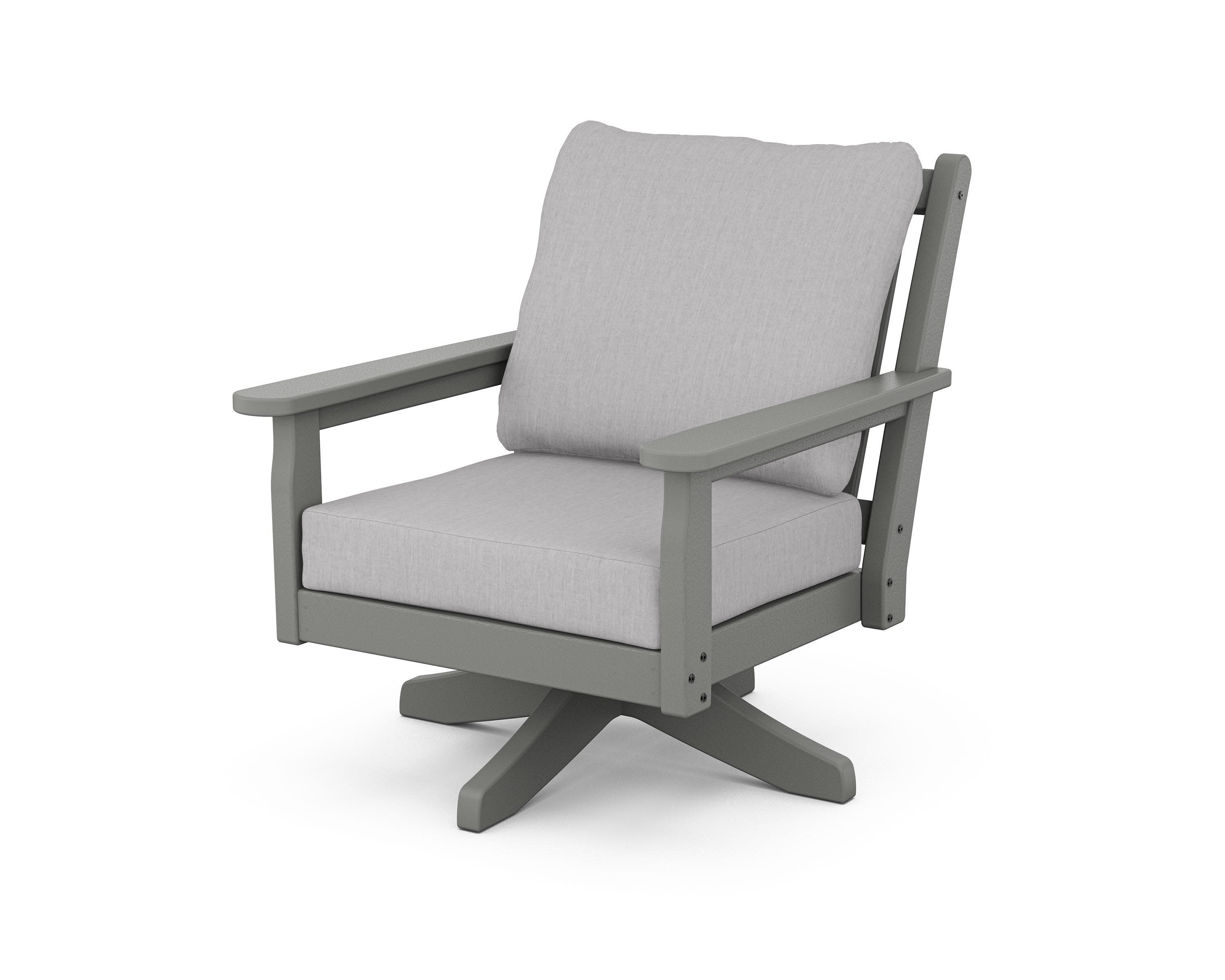 Chippendale Deep Seating Swivel Chair in Slate Grey / Granite
