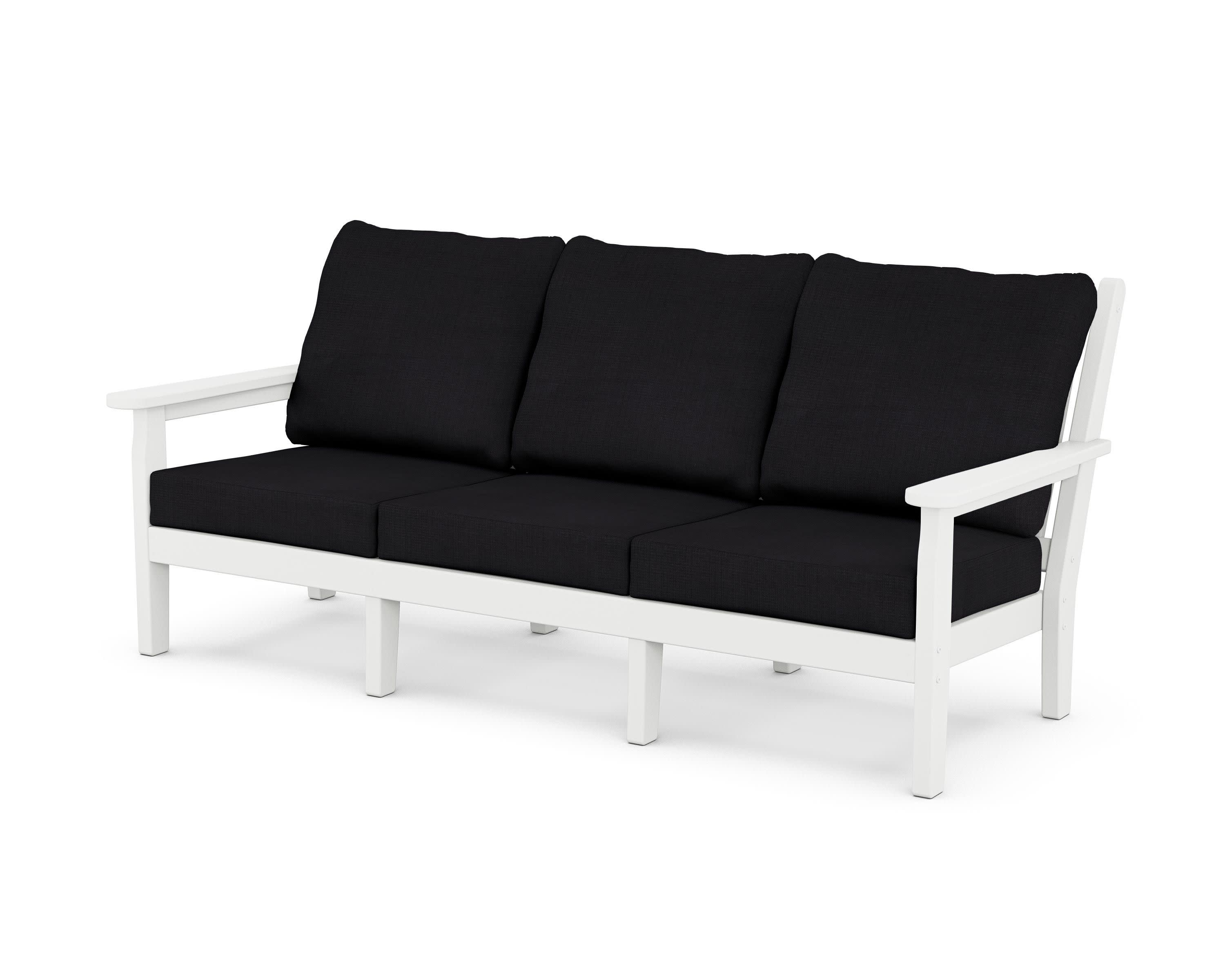 Chippendale Deep Seating Sofa in White / Midnight Linen