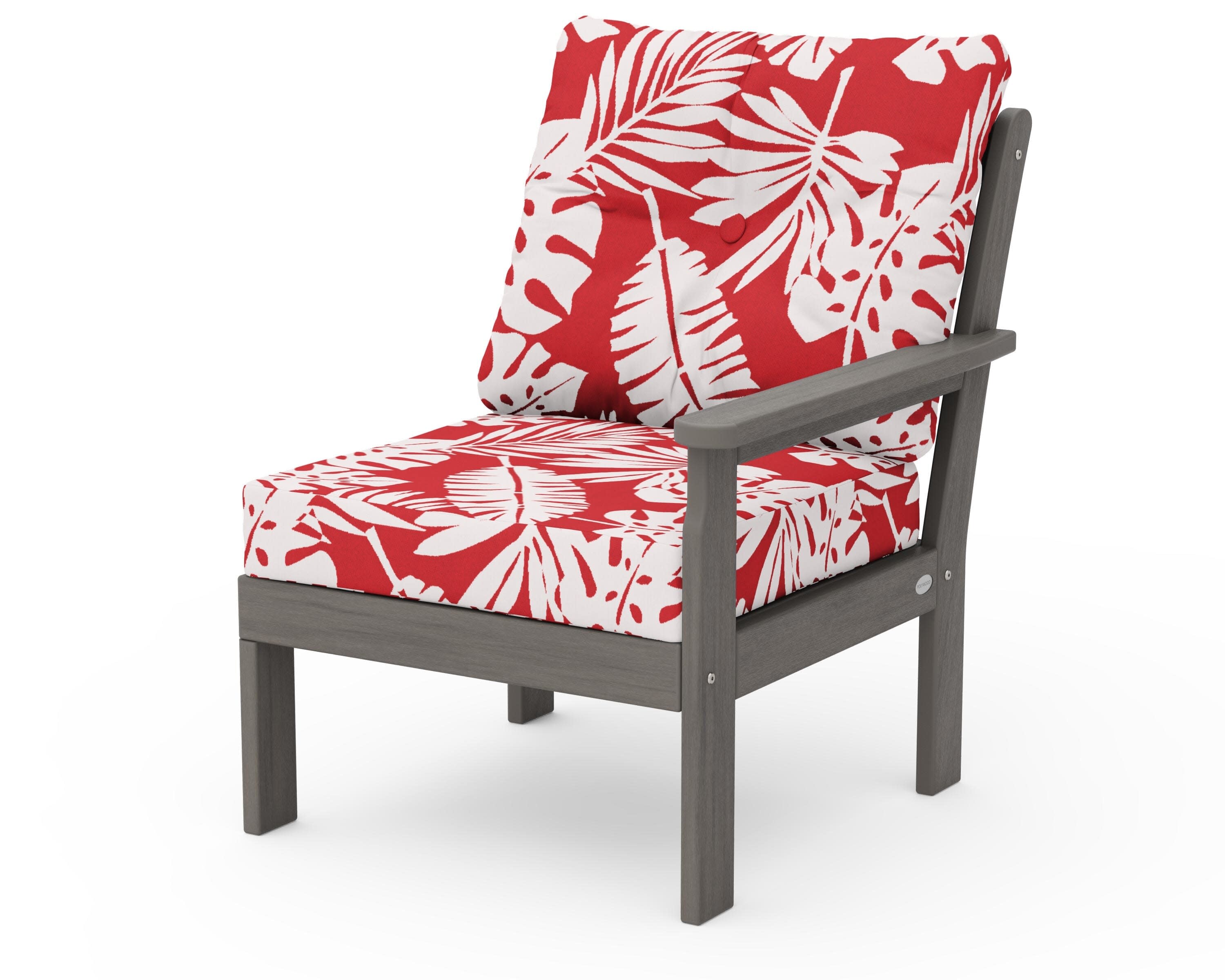Vineyard Modular Right Arm Chair in Driftwood / Leaf Crimson
