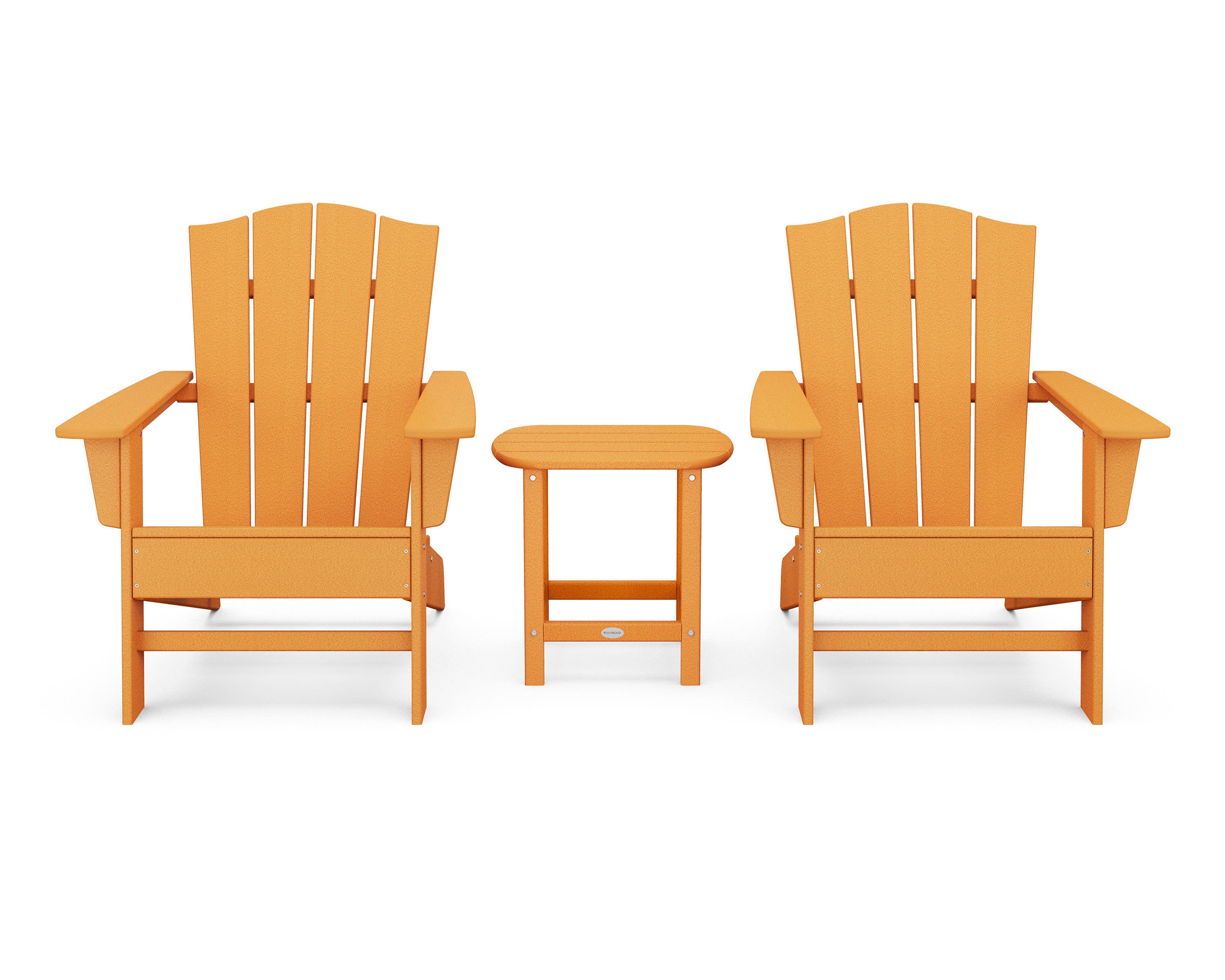 Wave 3-Piece Adirondack Chair Set with The Crest Chairs in Tangerine
