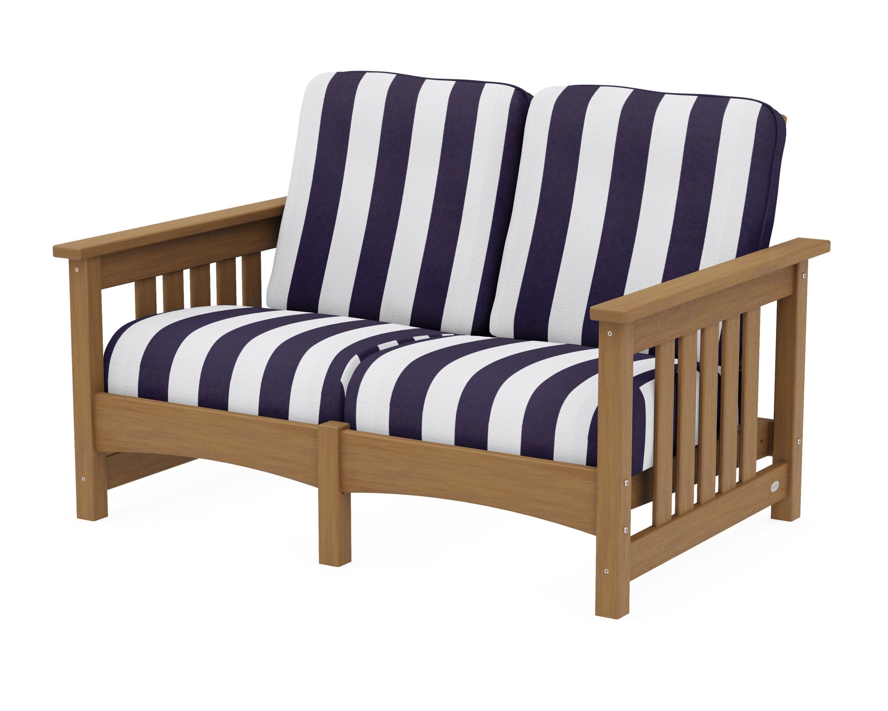 Club Mission Loveseat in Natural / Cabana Stripe Navy