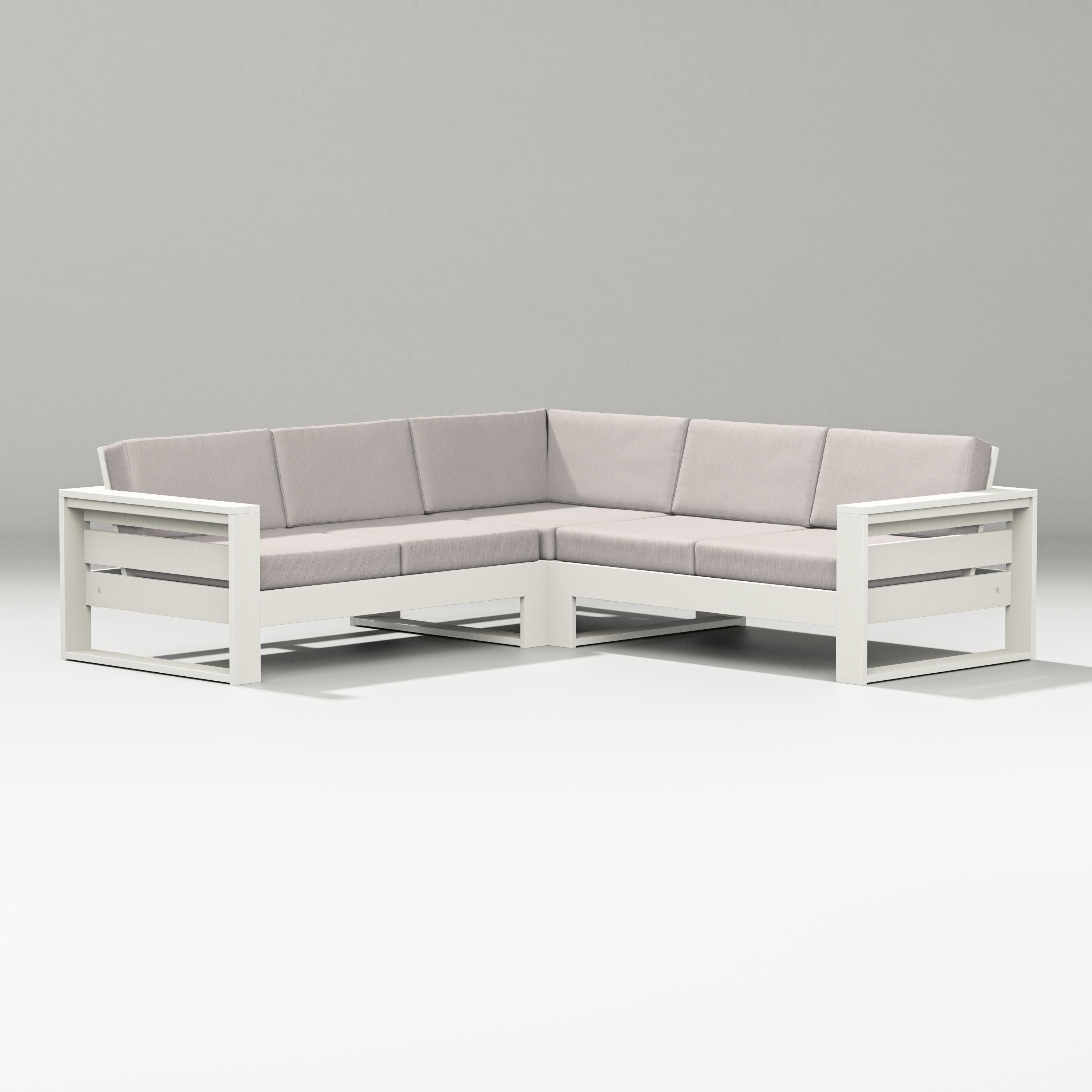 Latitude Corner Sectional in Vintage White / Dune Burlap