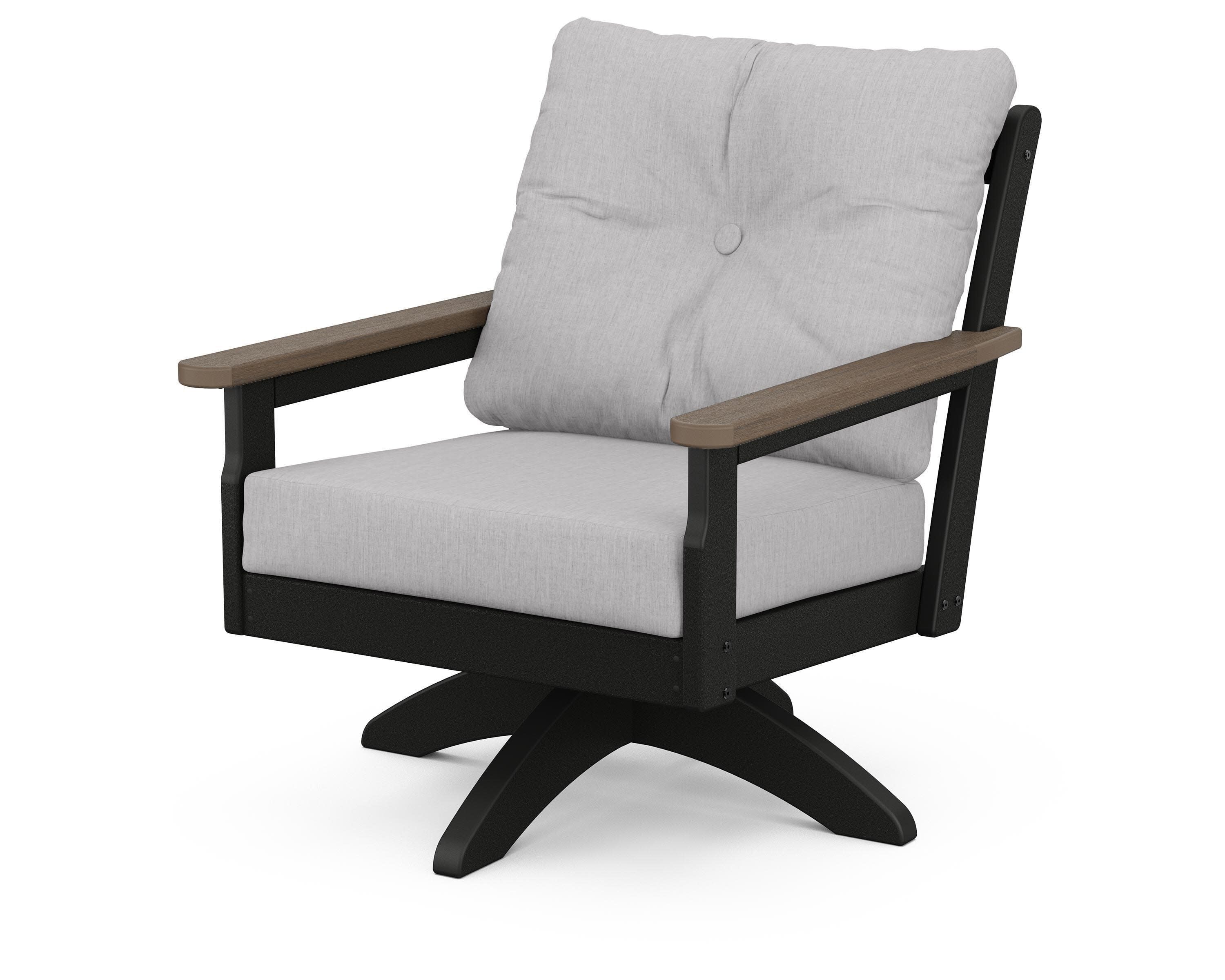 Vineyard Deep Seating Swivel Chair in Black / Kona / Granite