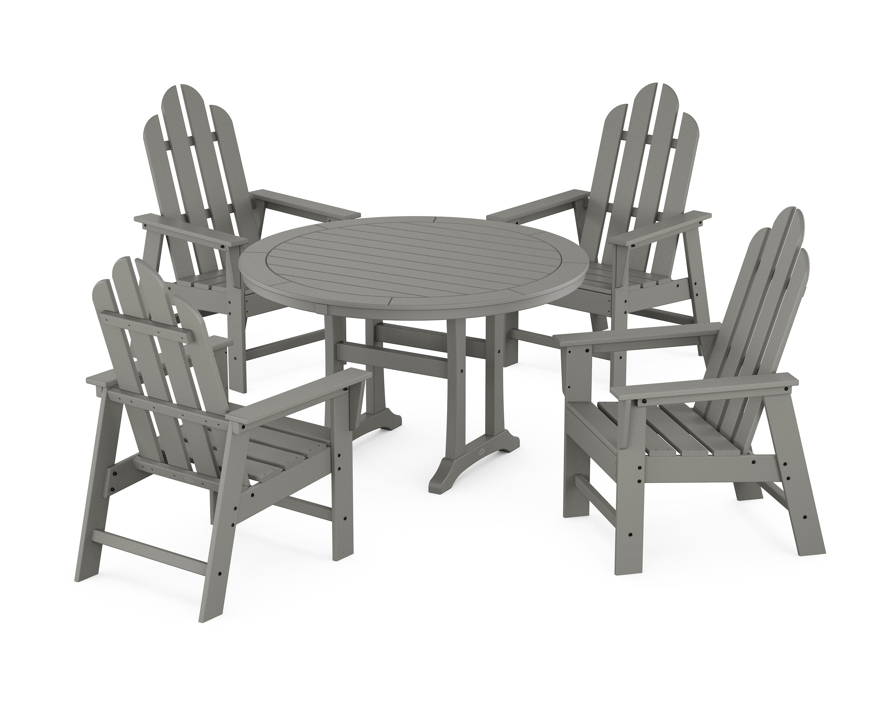 Long Island 5-Piece Round Dining Set with Trestle Legs in Slate Grey