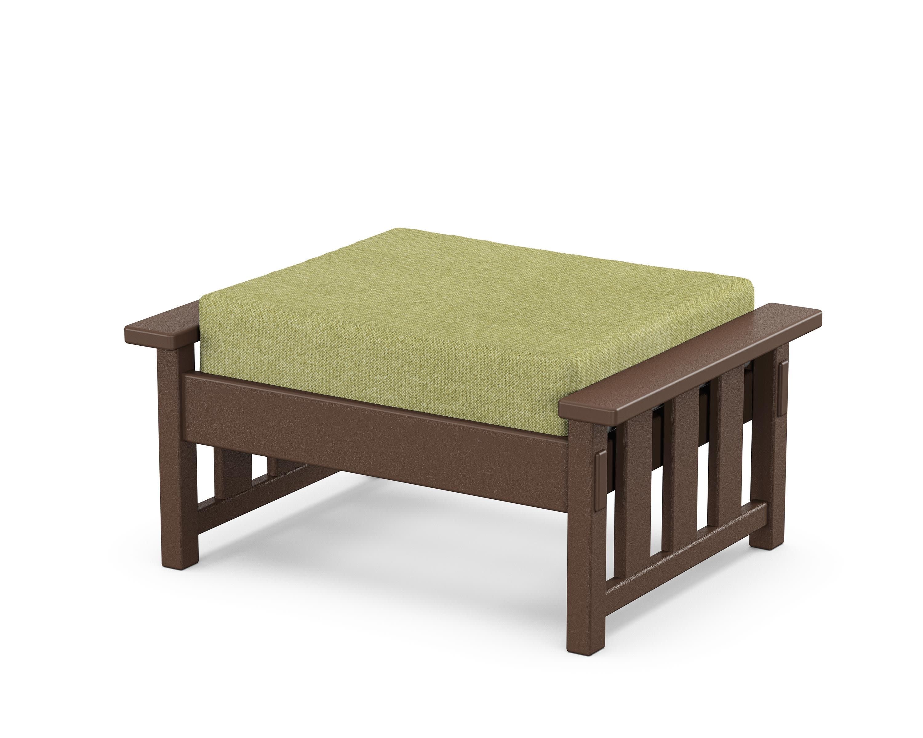 Acadia Deep Seating Ottoman in Mahogany / Chartreuse Boucle