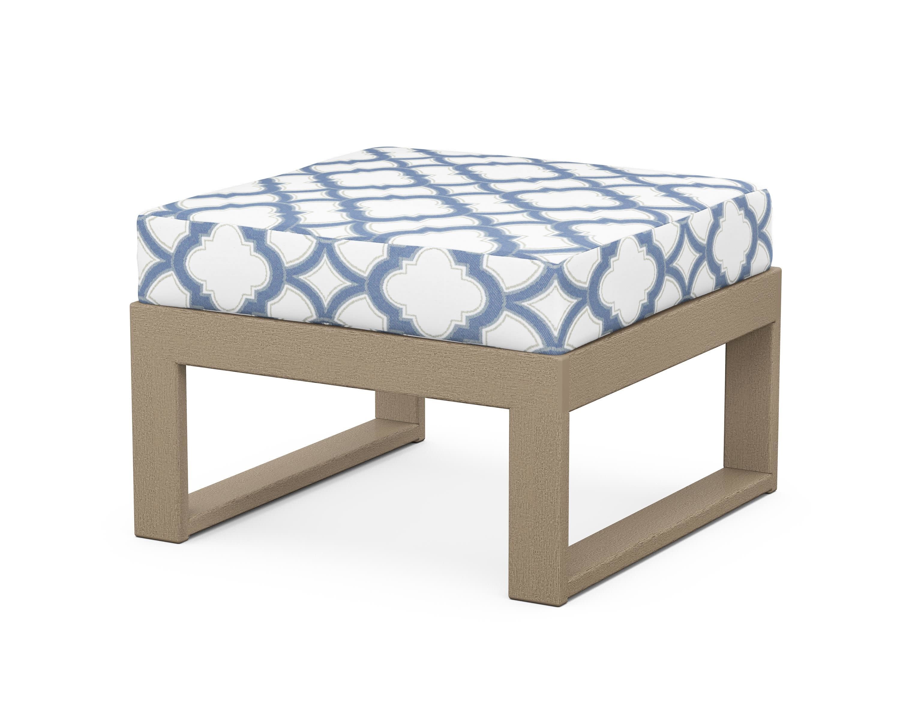 Modular Ottoman - Modern in Vintage Sahara / Trellis Sky Blue