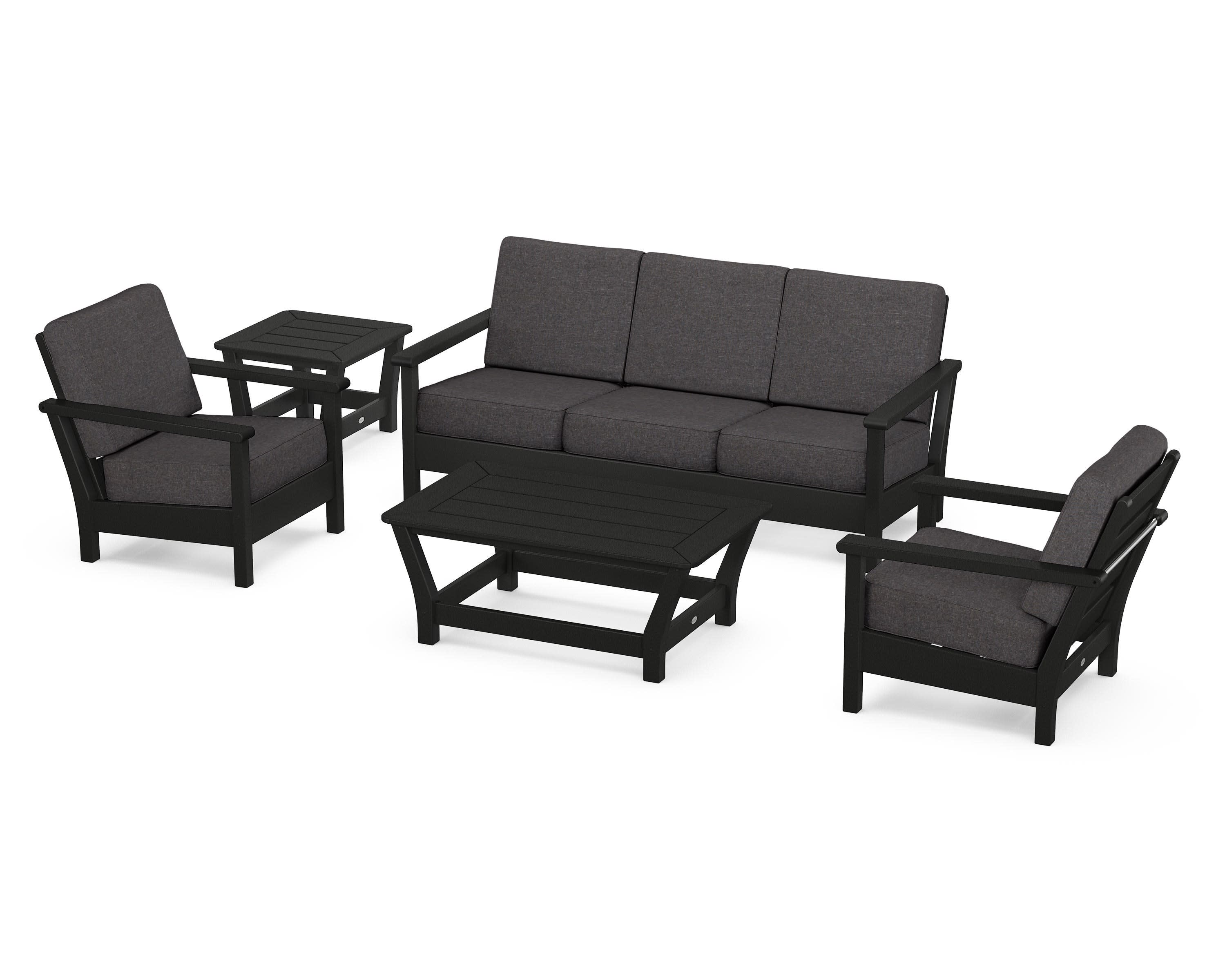 Harbour 5-Piece Deep Seating Set in Black / Ash Charcoal