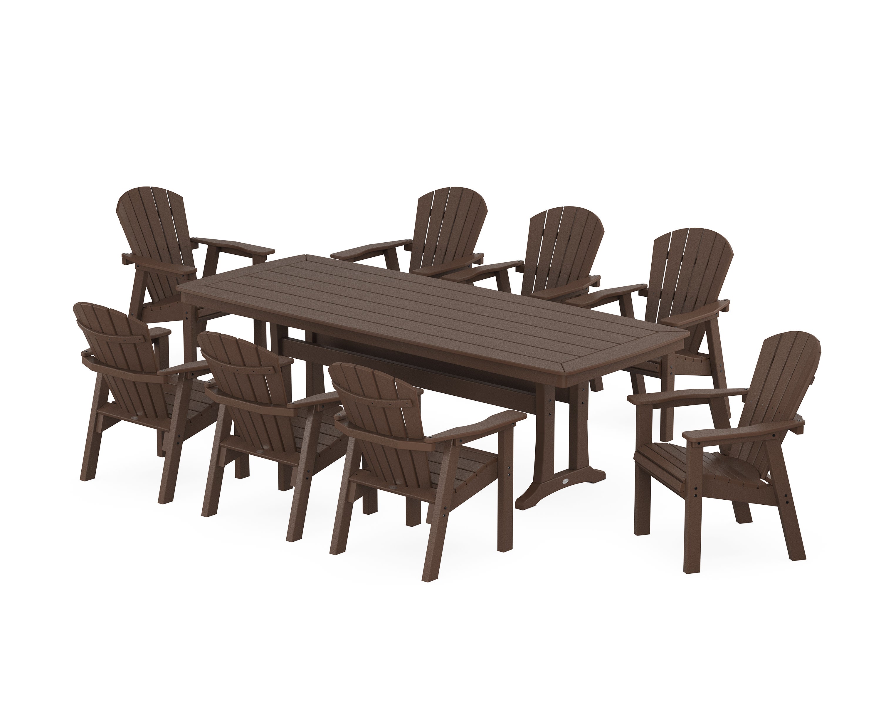 Seashell 9-Piece Dining Set with Trestle Legs in Mahogany