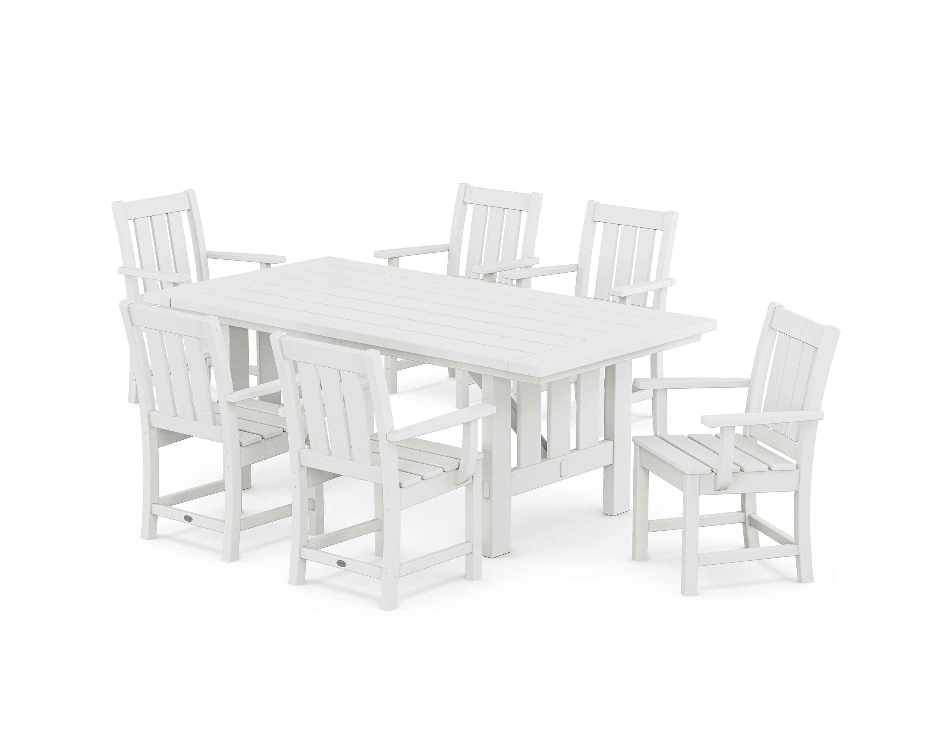 Oxford Arm Chair 7-Piece Mission Dining Set in White