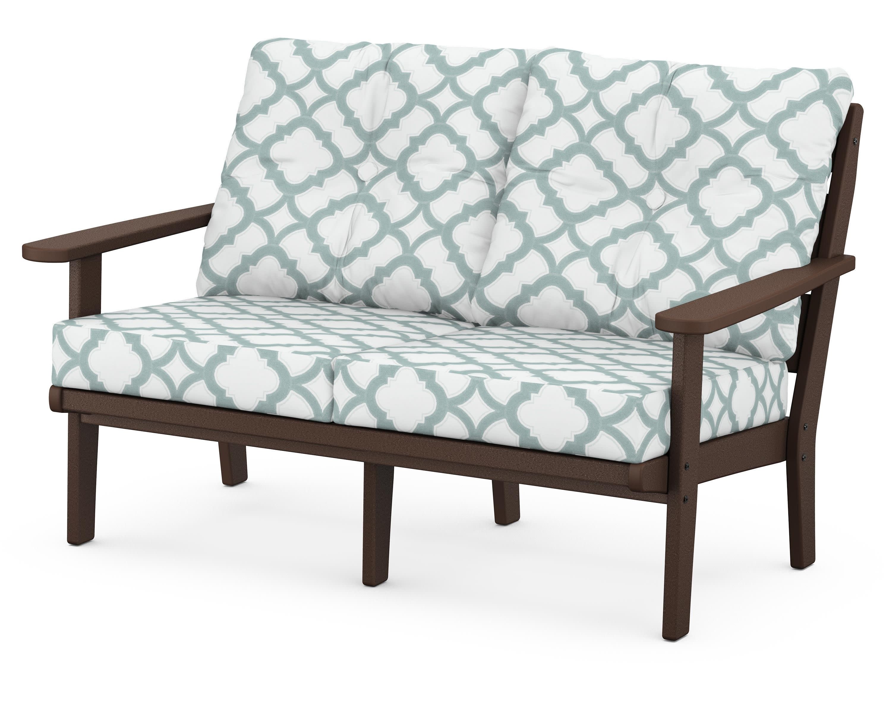 Lakeside Deep Seating Loveseat in Mahogany / Trellis Glacier Spa