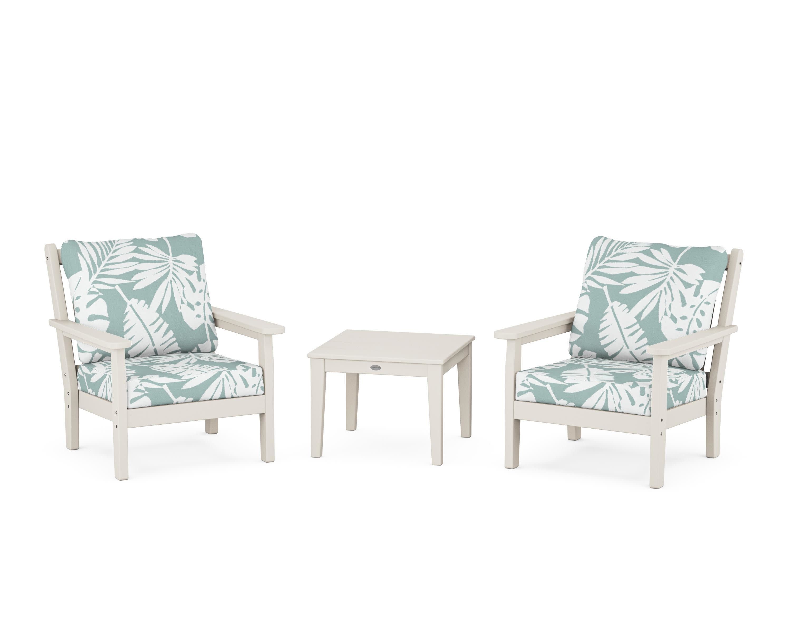 Chippendale 3-Piece Deep Seating Set in Sand / Leaf Glacier Spa