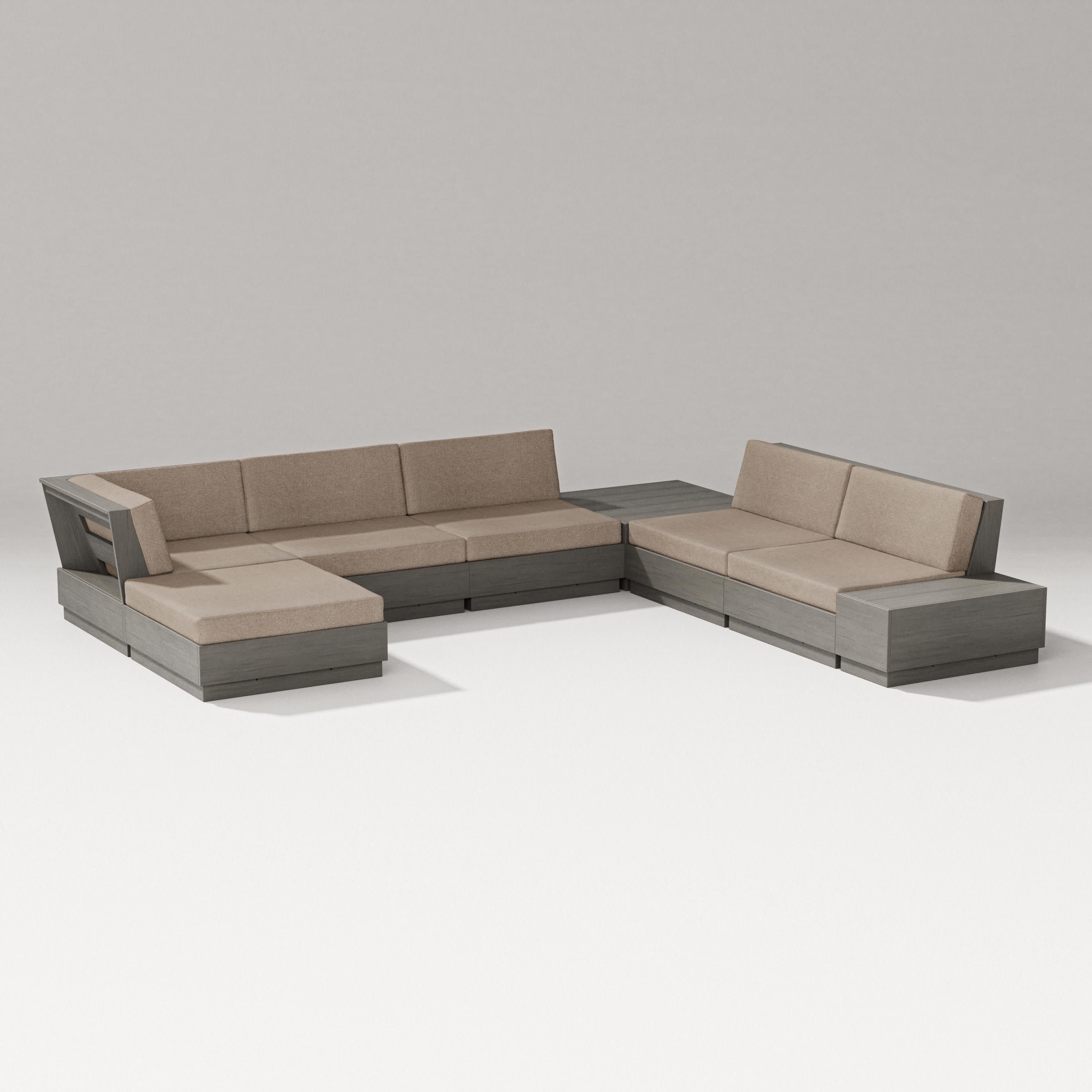 Elevate 8-Piece Corner Sectional in Driftwood / Spiced Burlap