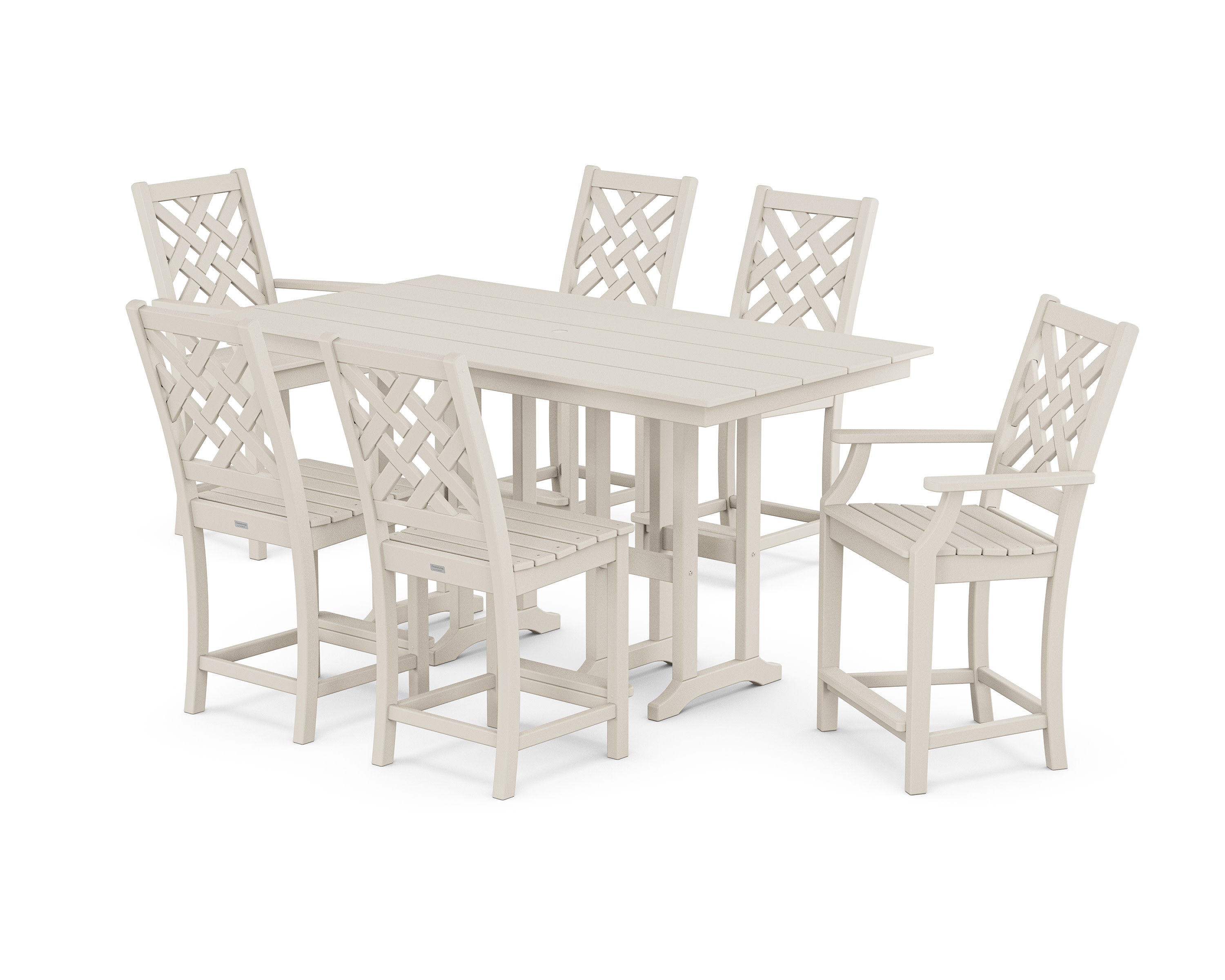 Wovendale 7-Piece Farmhouse Counter Set in Sand