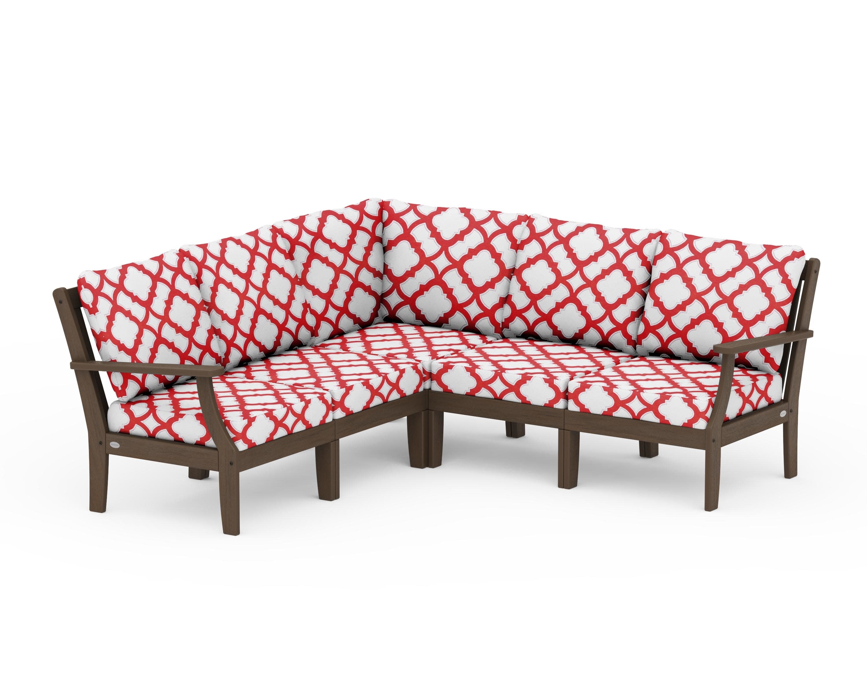 Braxton Modular 5-Piece Deep Seating Set in Kona / Trellis Crimson
