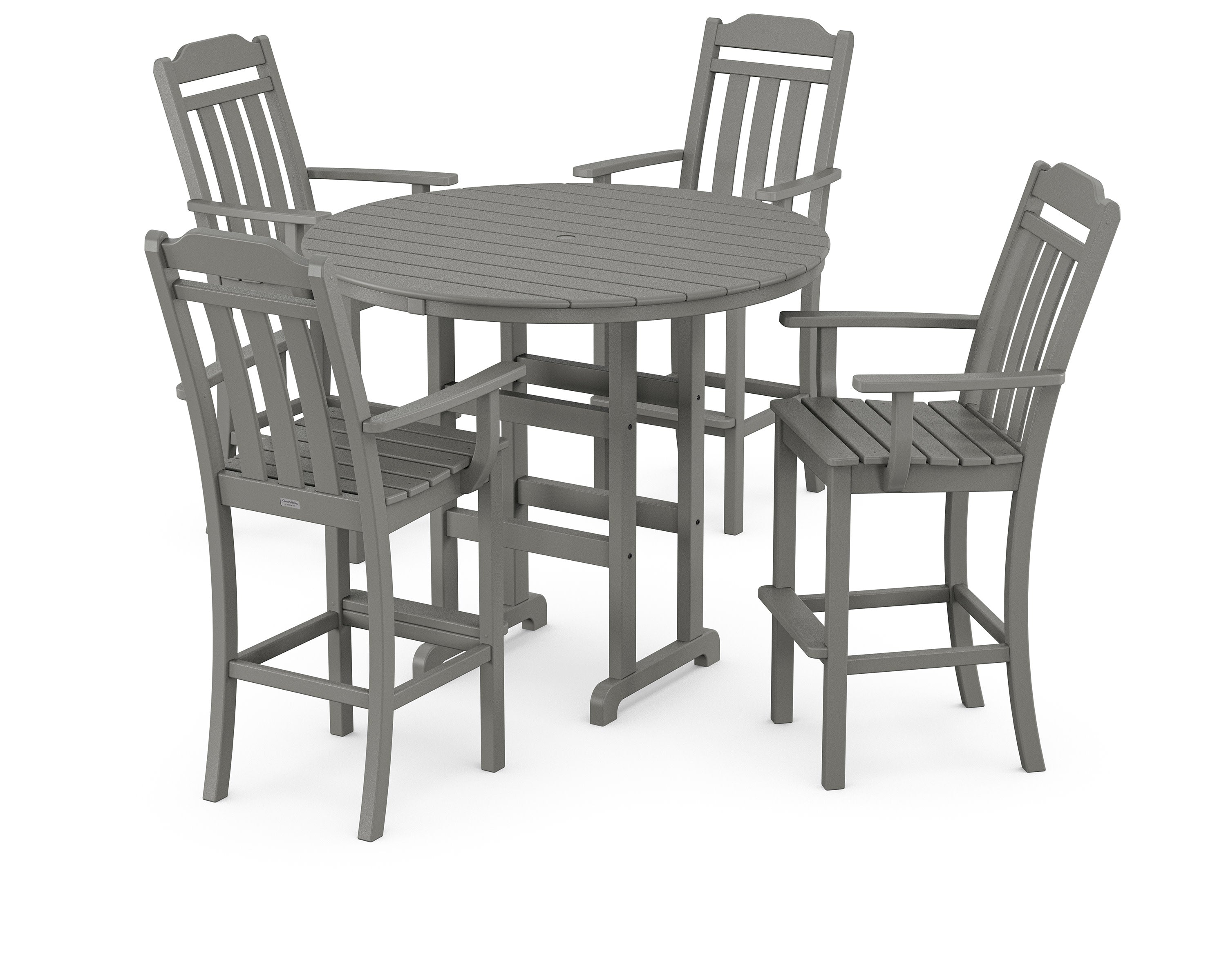 Cottage 5-Piece Round Farmhouse Bar Set in Slate Grey
