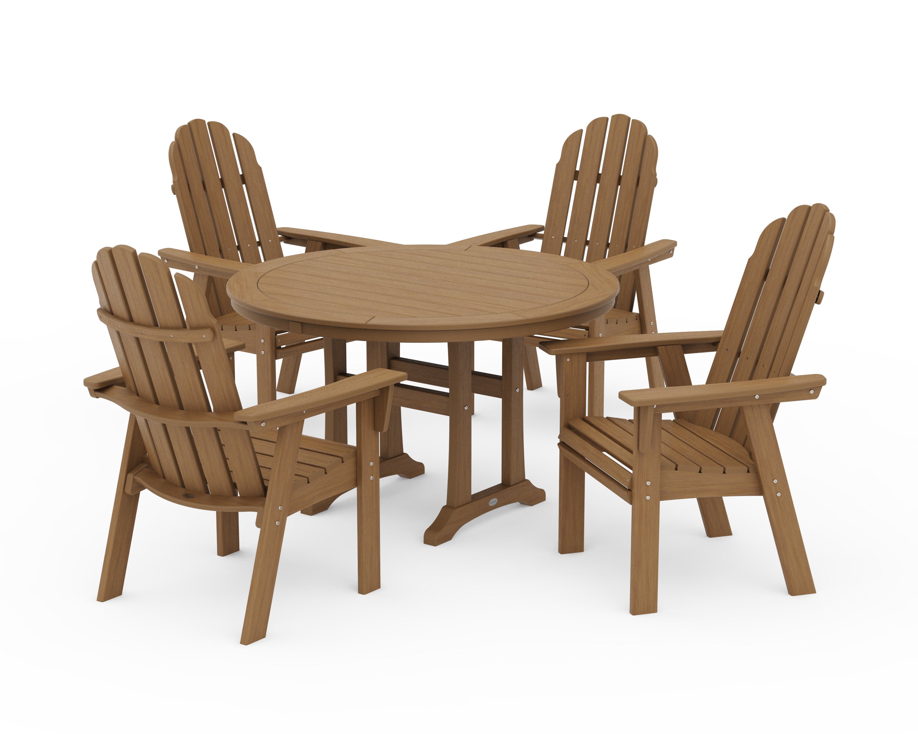 Vineyard Curveback Adirondack 5-Piece Nautical Trestle Dining Set in Natural