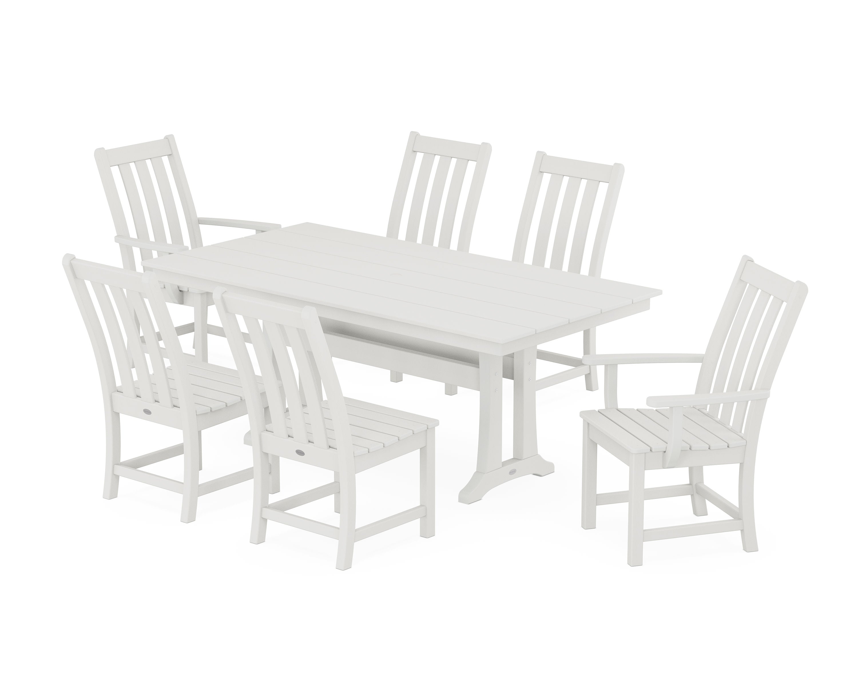 Vineyard 7-Piece Farmhouse Dining Set With Trestle Legs - DUPLICATE - Use SKU PWS340-1 in Vintage White