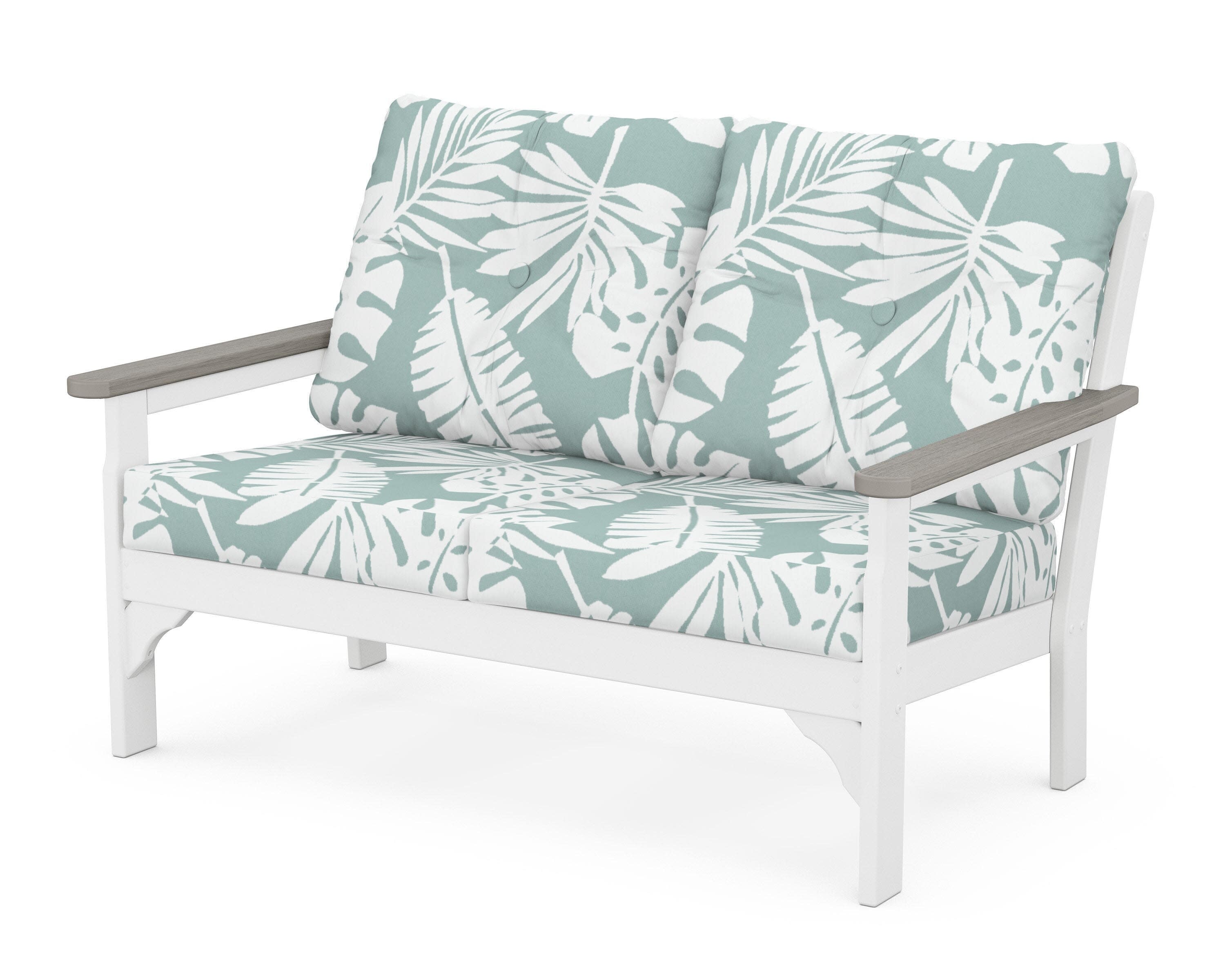 Vineyard Deep Seating Loveseat in White / Driftwood / Leaf Glacier Spa