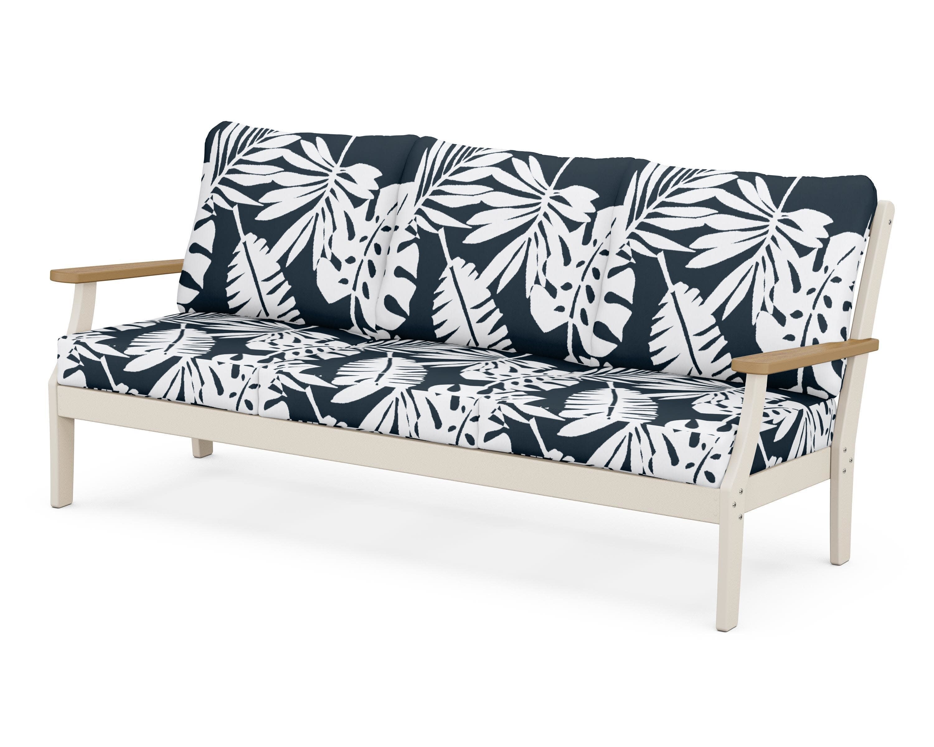Braxton Deep Seating Sofa in Sand / Natural / Leaf Marine Indigo