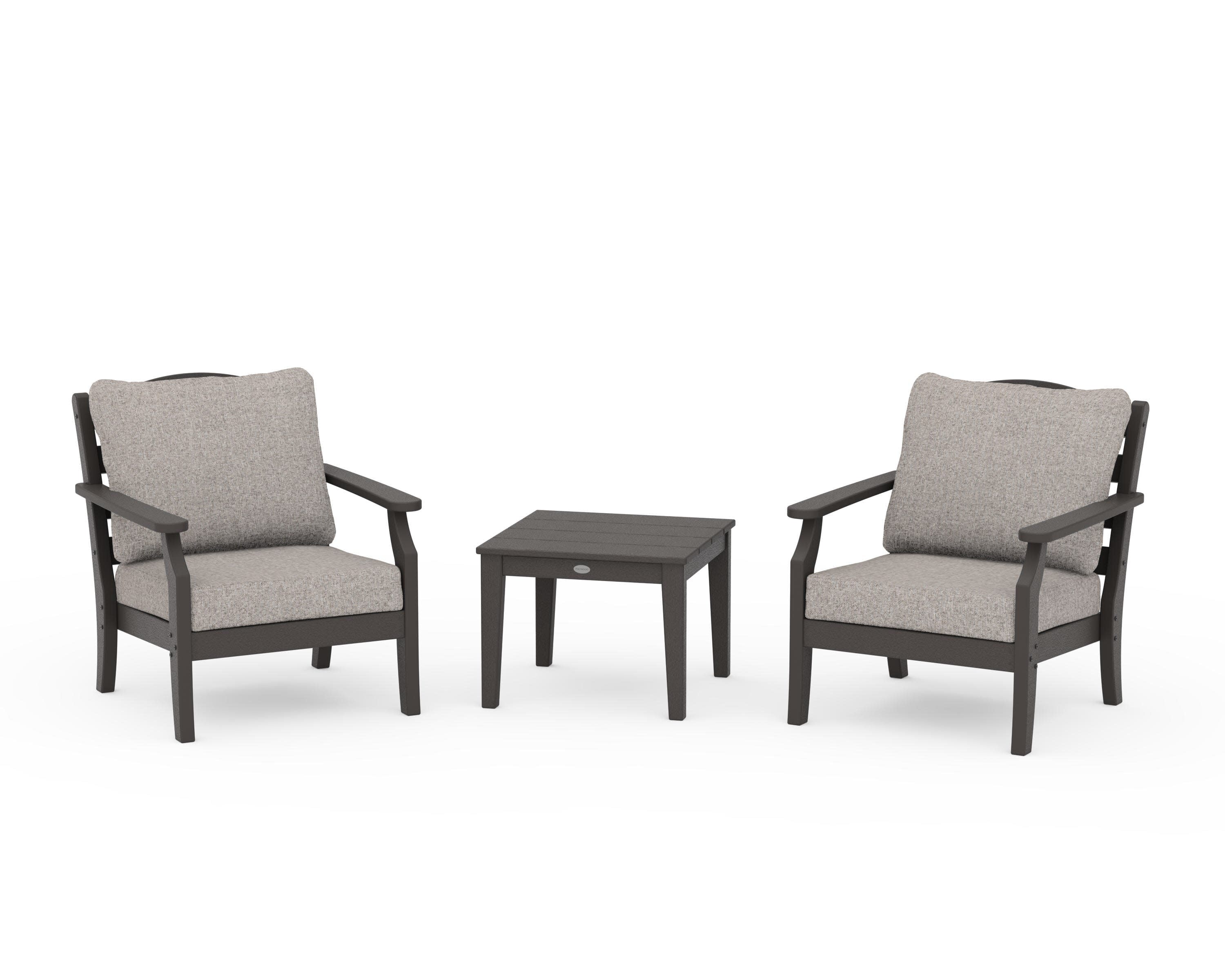 Savannah 3-Piece Deep Seating Set in Vintage Coffee / Weathered Tweed