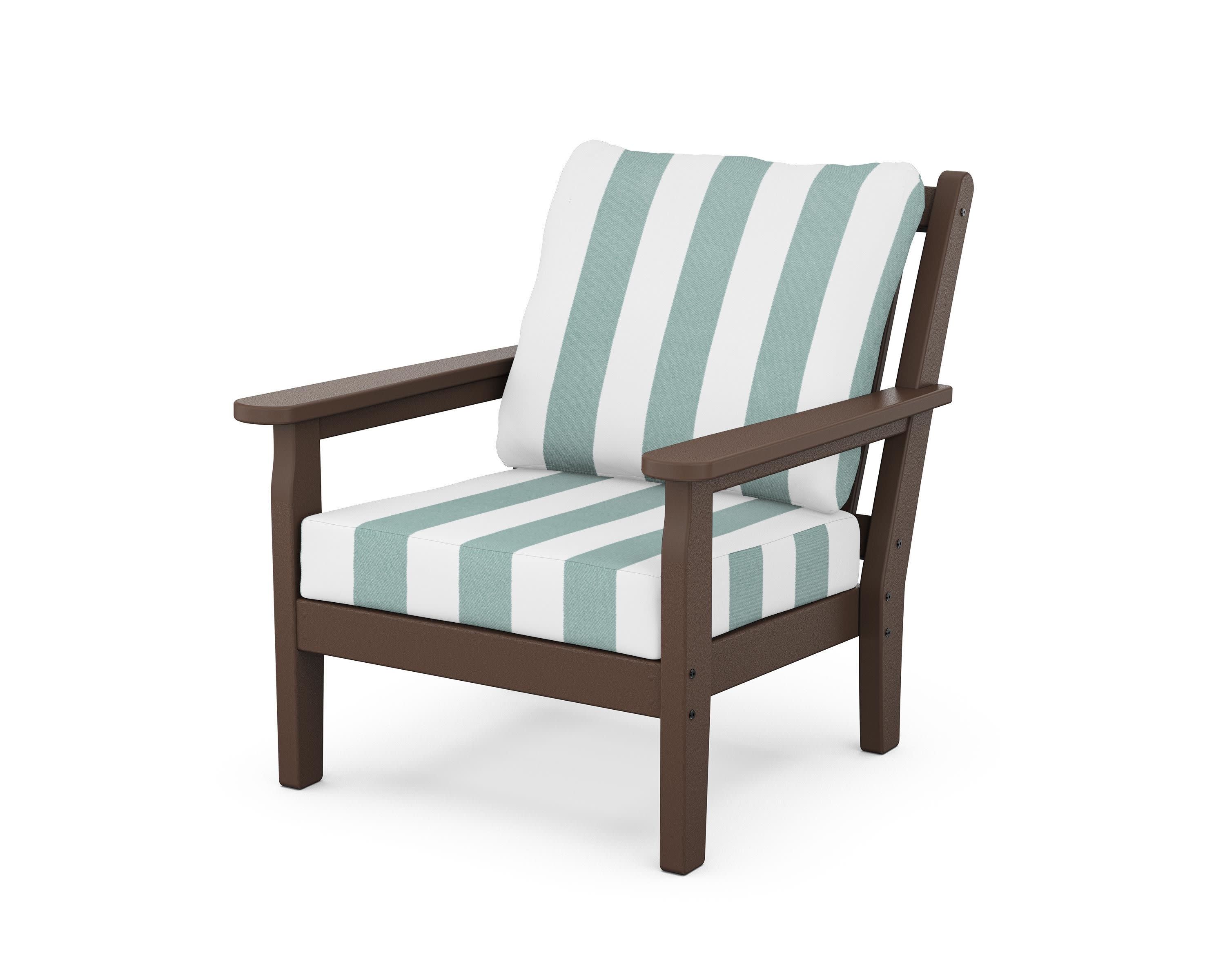 Chippendale Deep Seating Chair in Mahogany / Cabana Stripe Glacier Spa