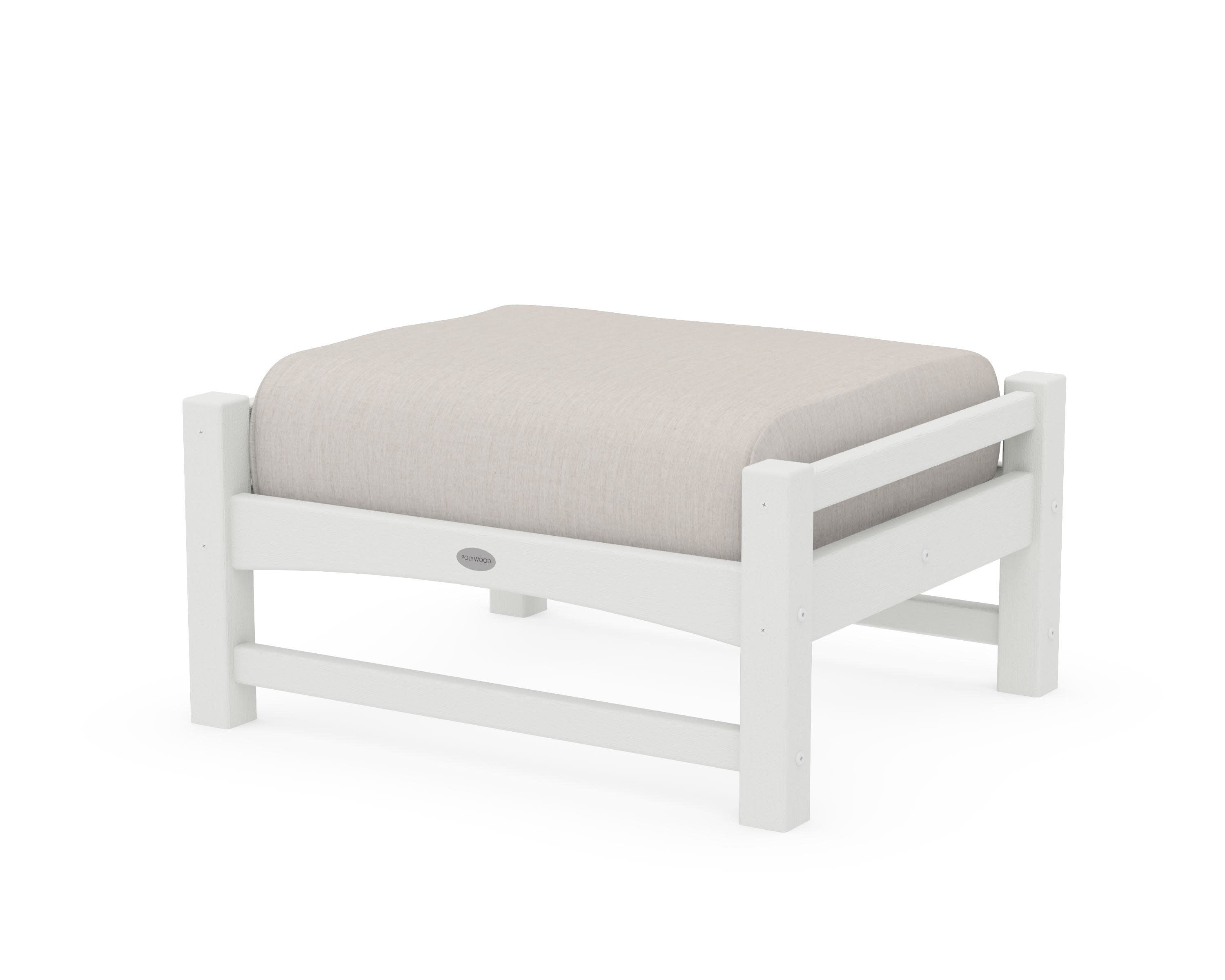 Club Ottoman in Vintage White / Cast Ash