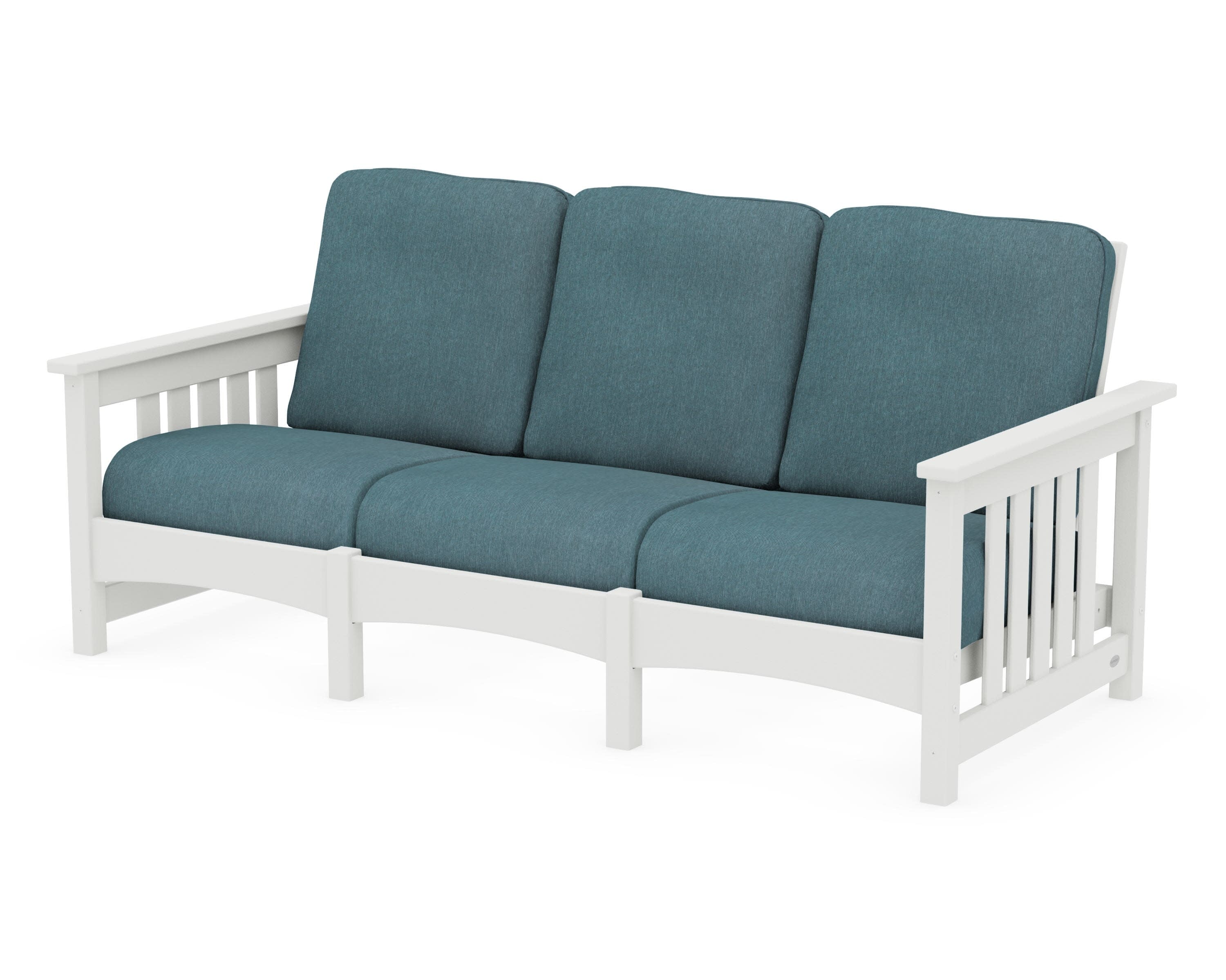 Club Mission Sofa in Vintage White / Ocean Teal