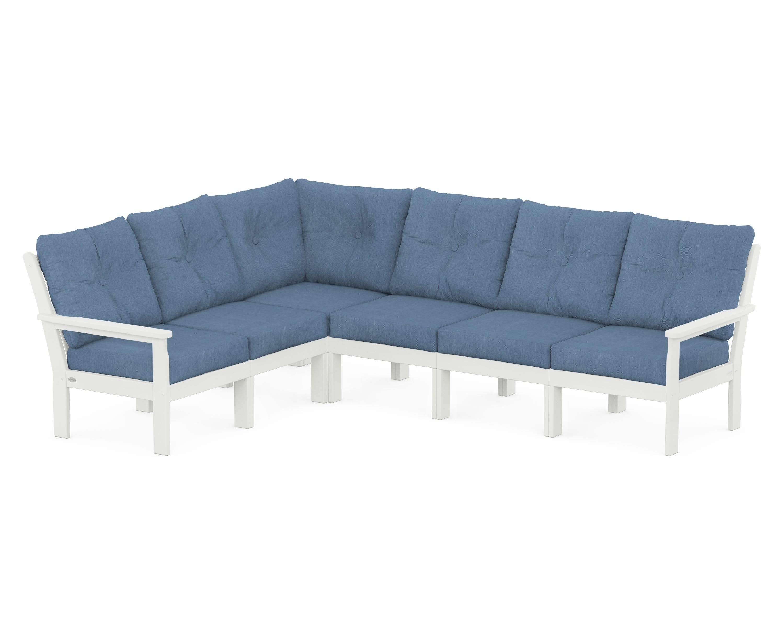 Vineyard 6-Piece Sectional in Vintage White / Sky Blue