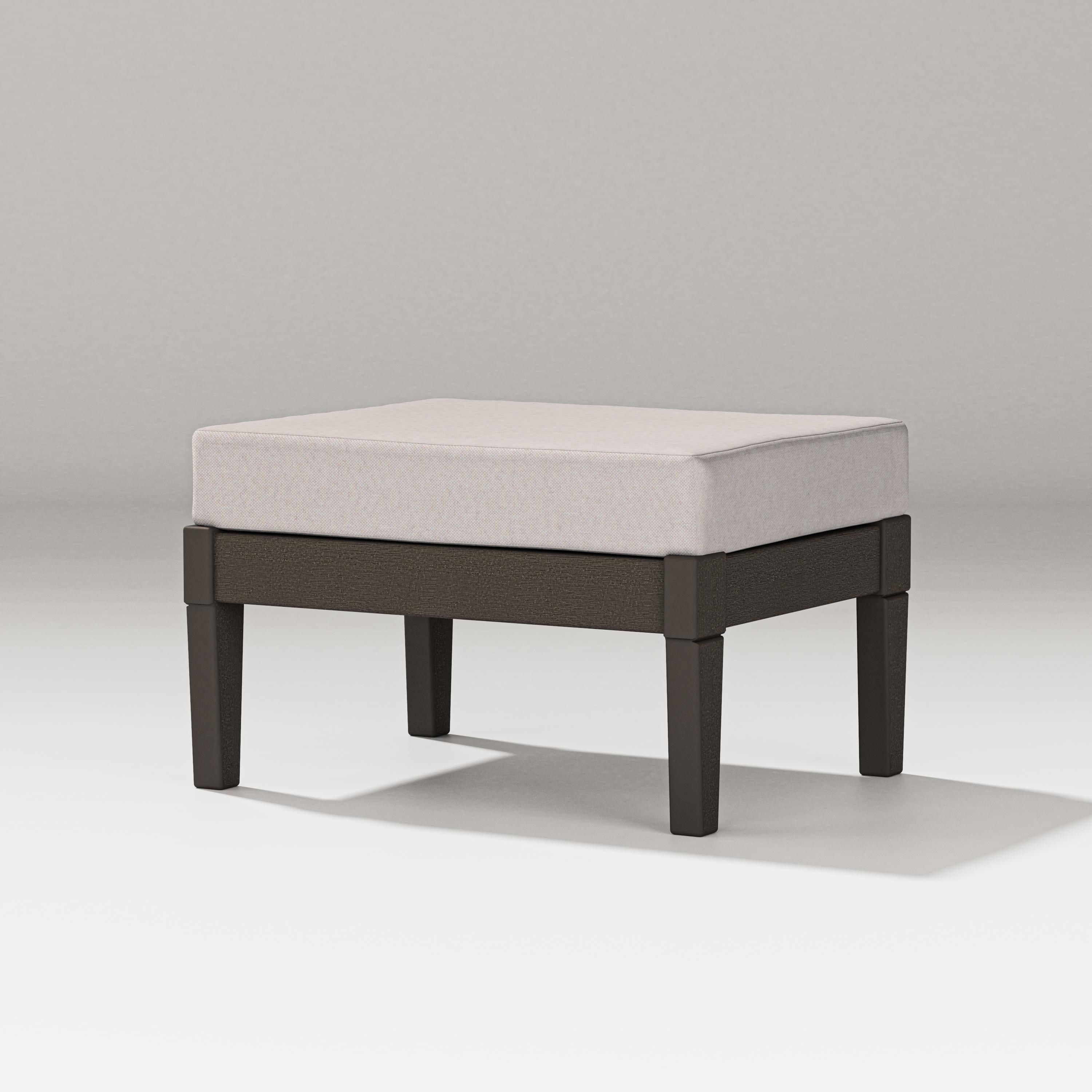 Estate Lounge Ottoman in Vintage Coffee / Dune Burlap
