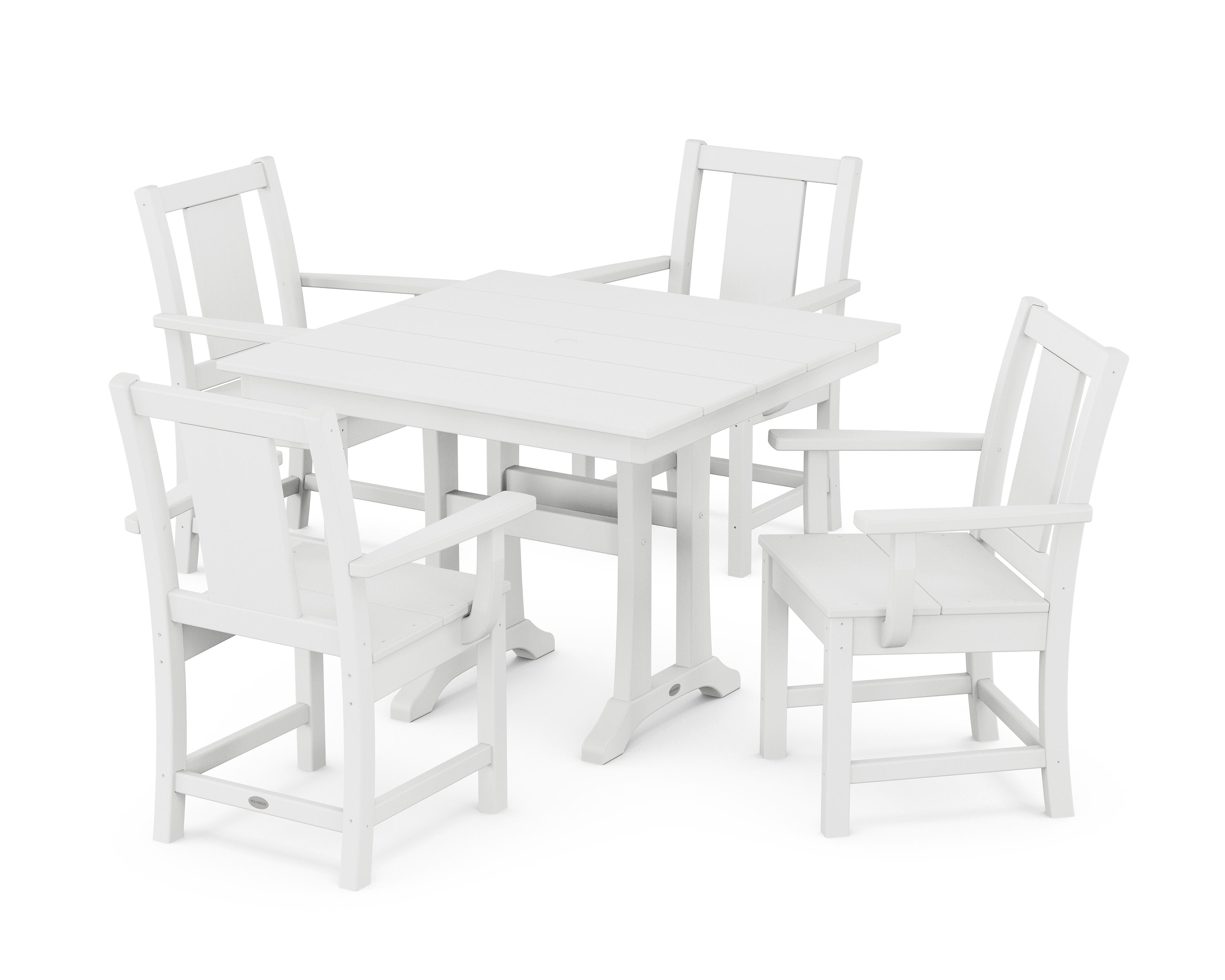 Prairie 5-Piece Farmhouse Dining Set with Trestle Legs in White