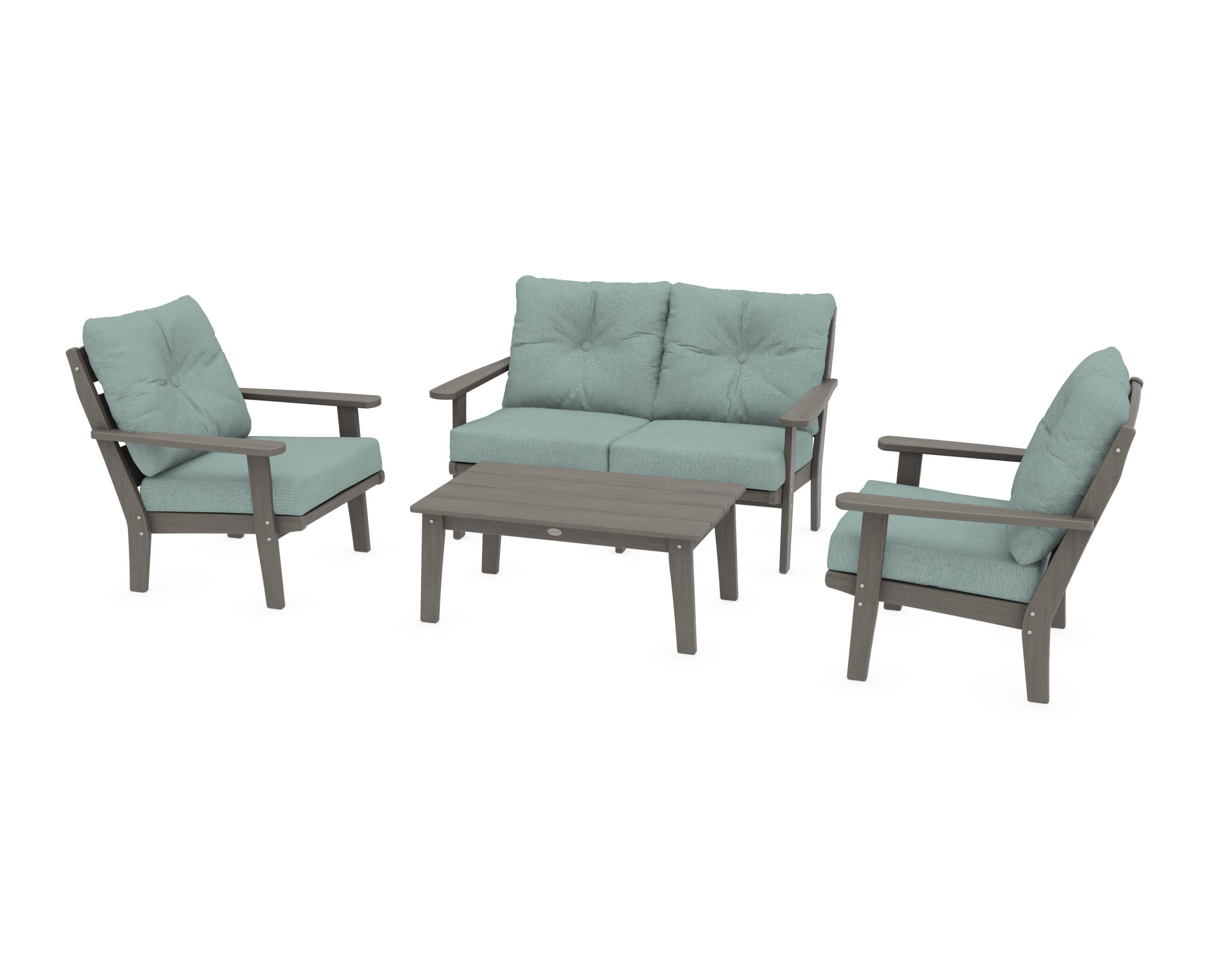 Lakeside 4-Piece Deep Seating Set in Driftwood / Glacier Spa