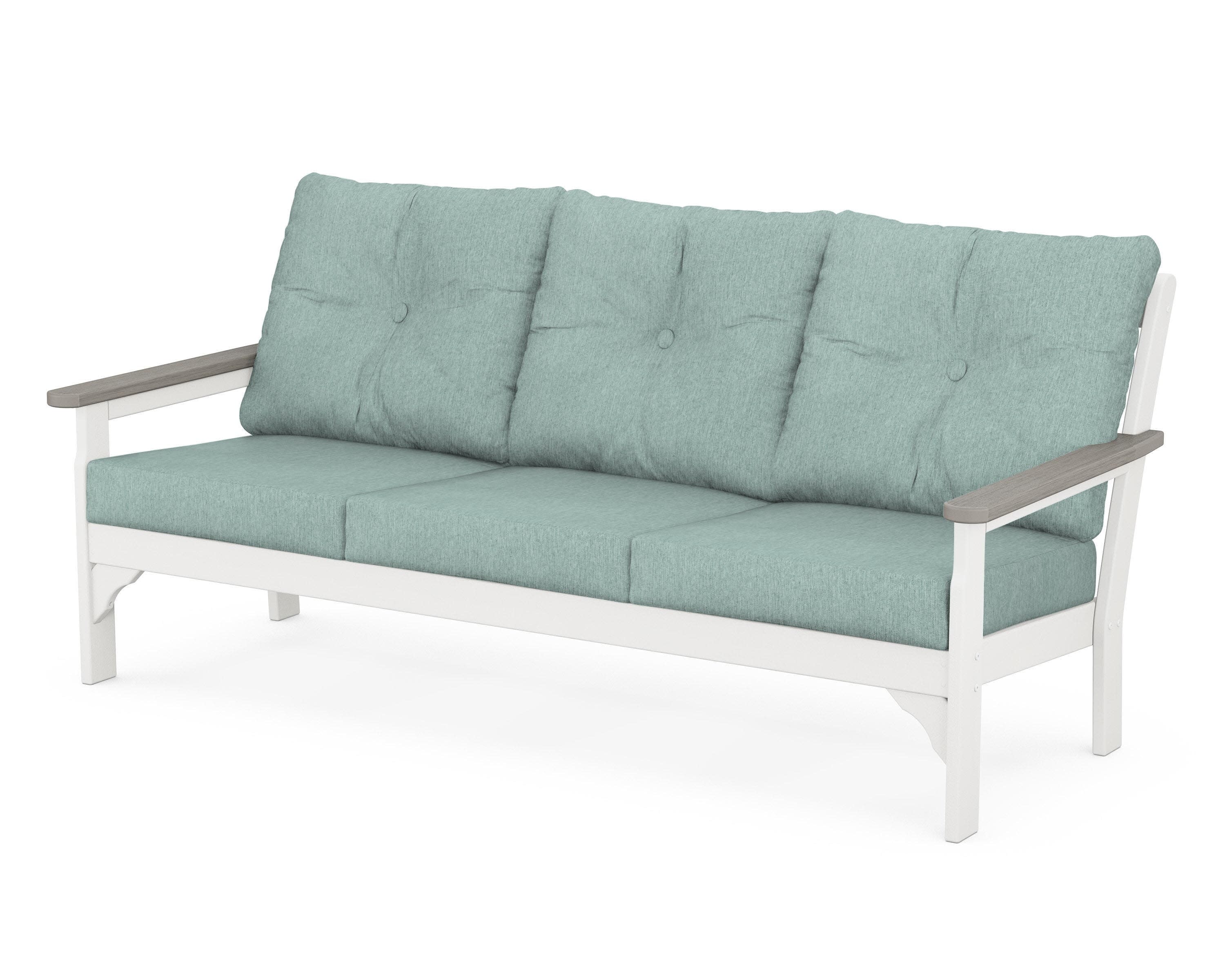 Vineyard Deep Seating Sofa in White / Driftwood / Glacier Spa