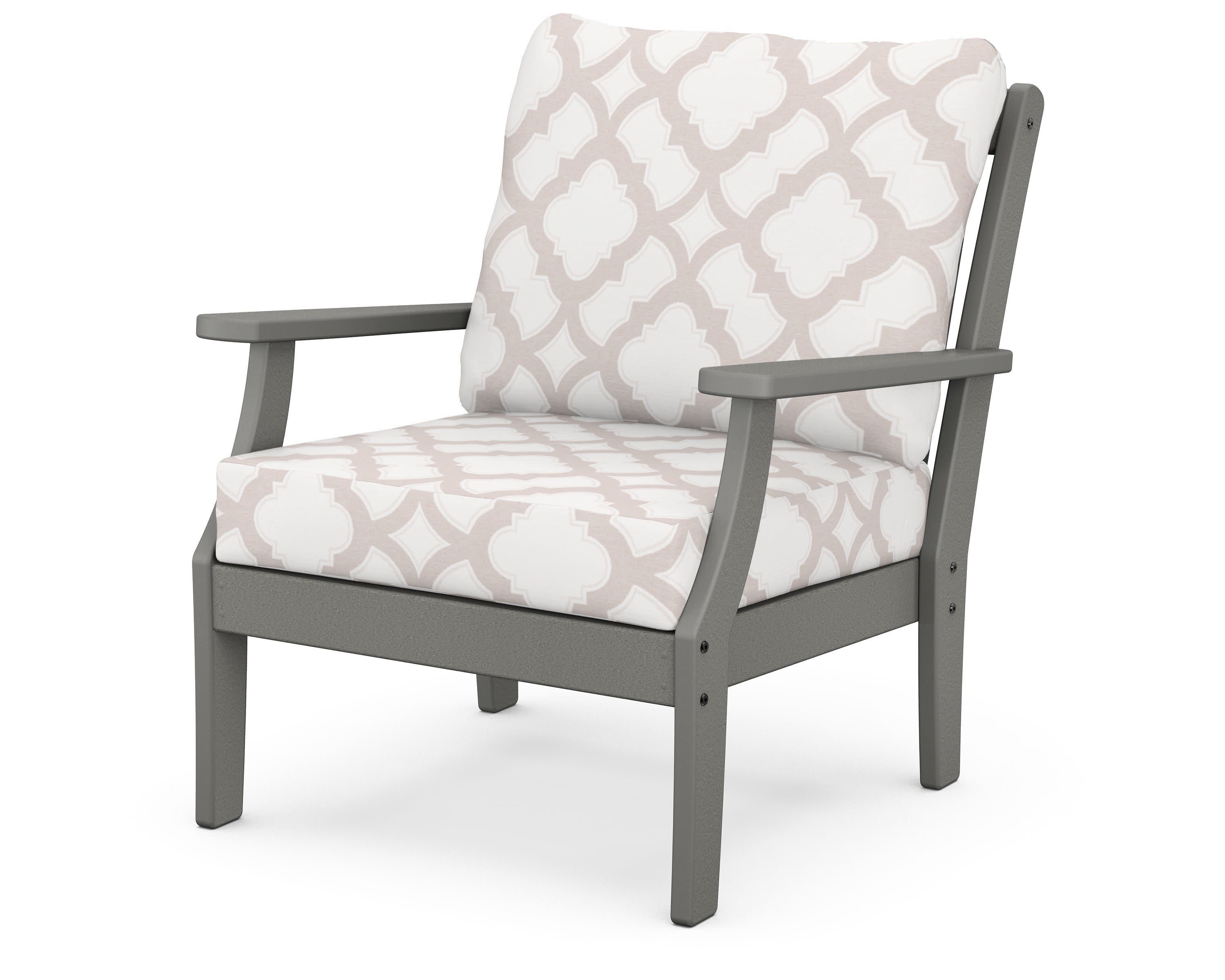 Braxton Deep Seating Chair in Slate Grey / Trellis Dune Burlap