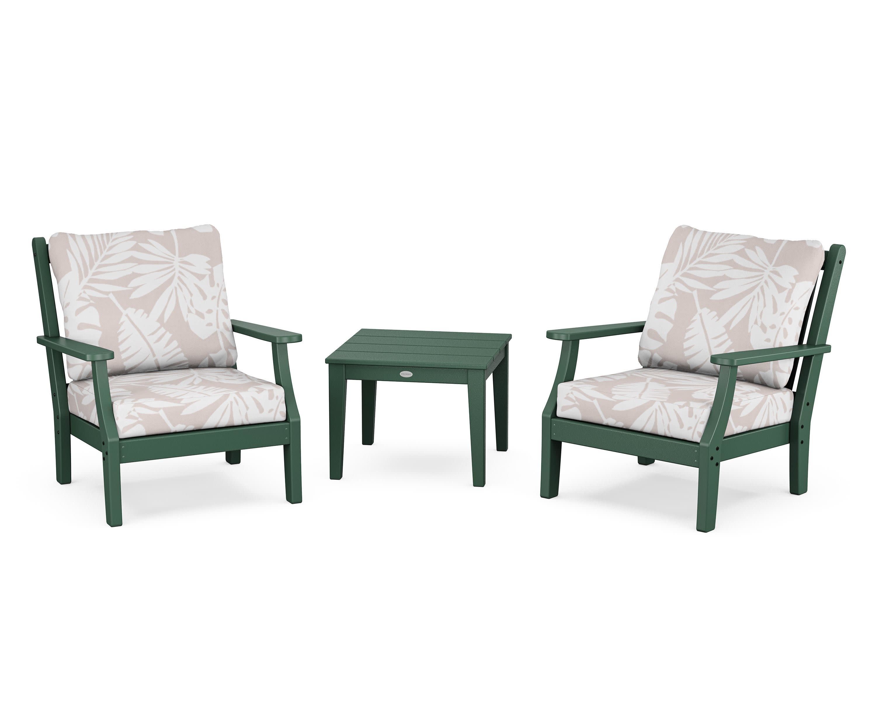 Wovendale 3-Piece Deep Seating Set in Green / Leaf Dune Burlap