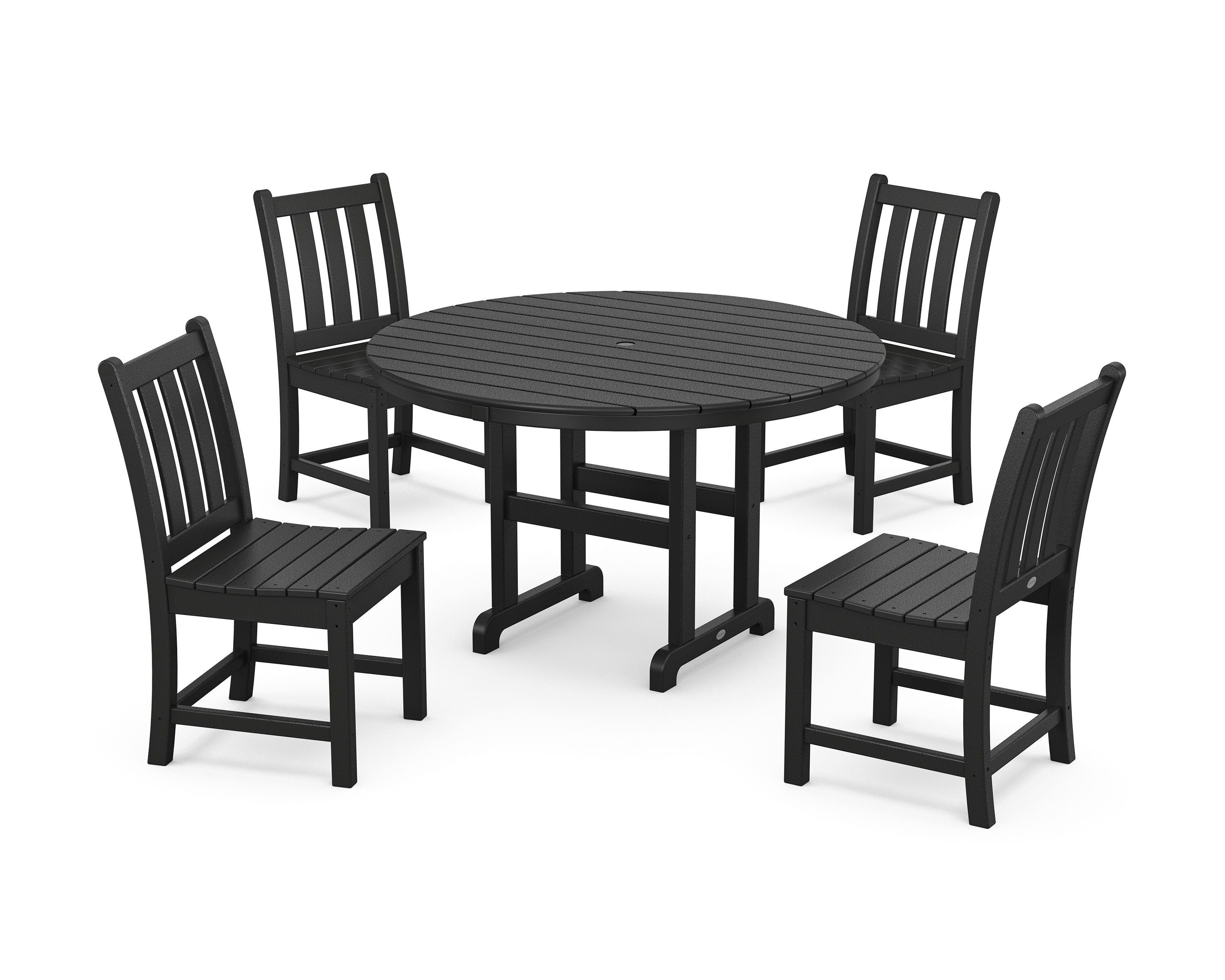 Traditional Garden Side Chair 5-Piece Round Farmhouse Dining Set in Black