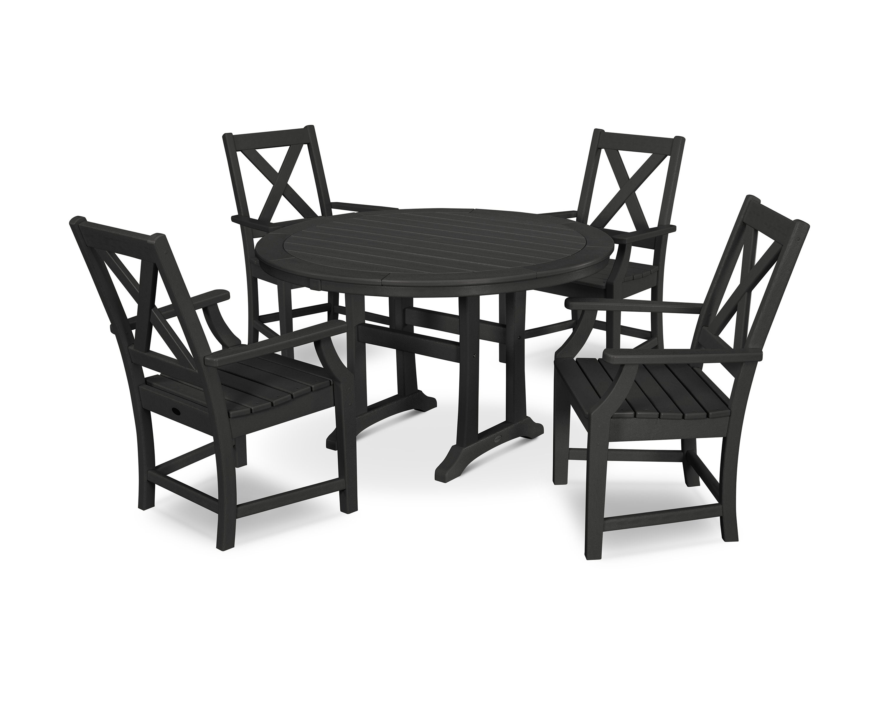 Braxton 5-Piece Nautical Trestle Arm Chair Dining Set in Black