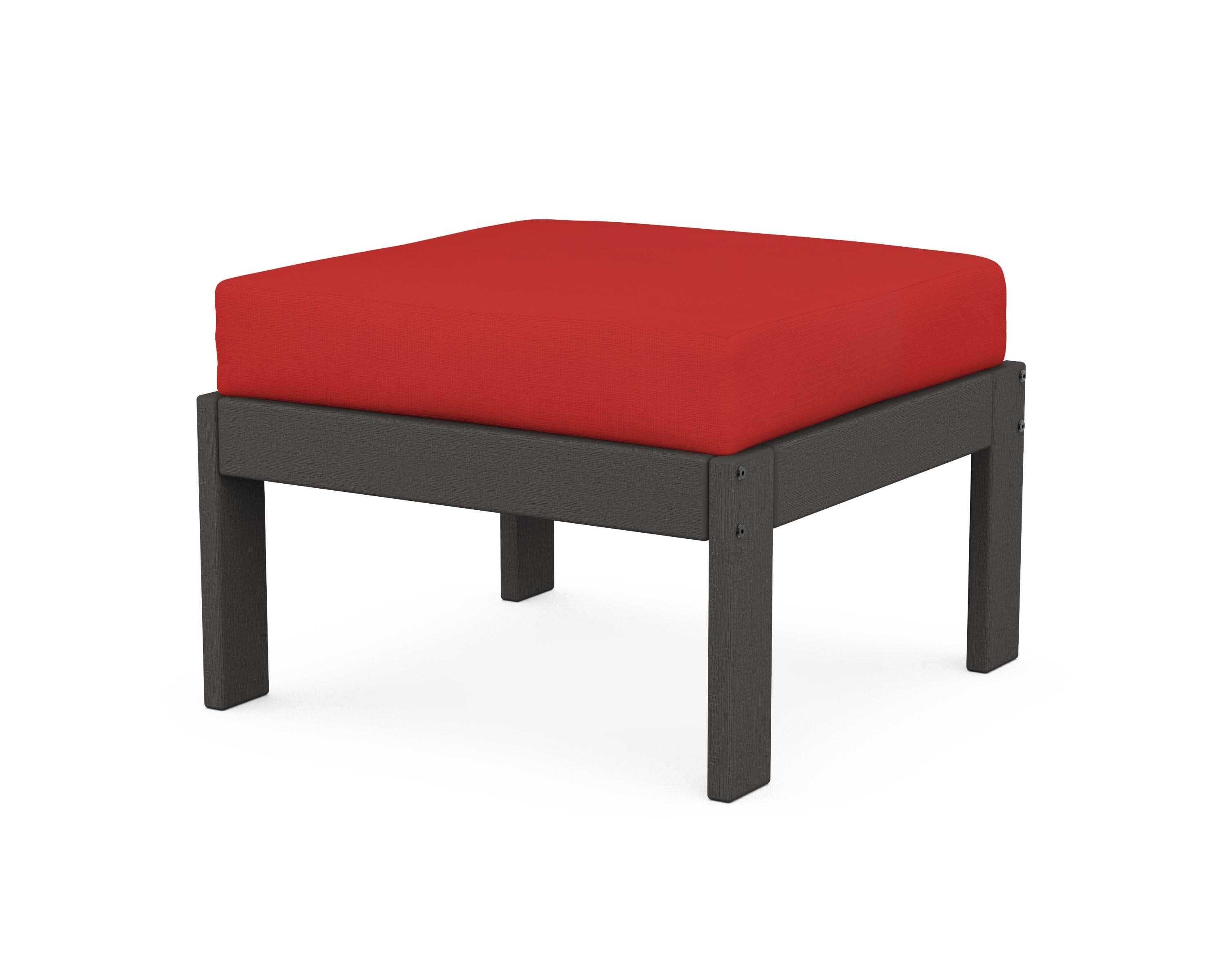 Vineyard Modular Ottoman in Vintage Coffee / Crimson Linen