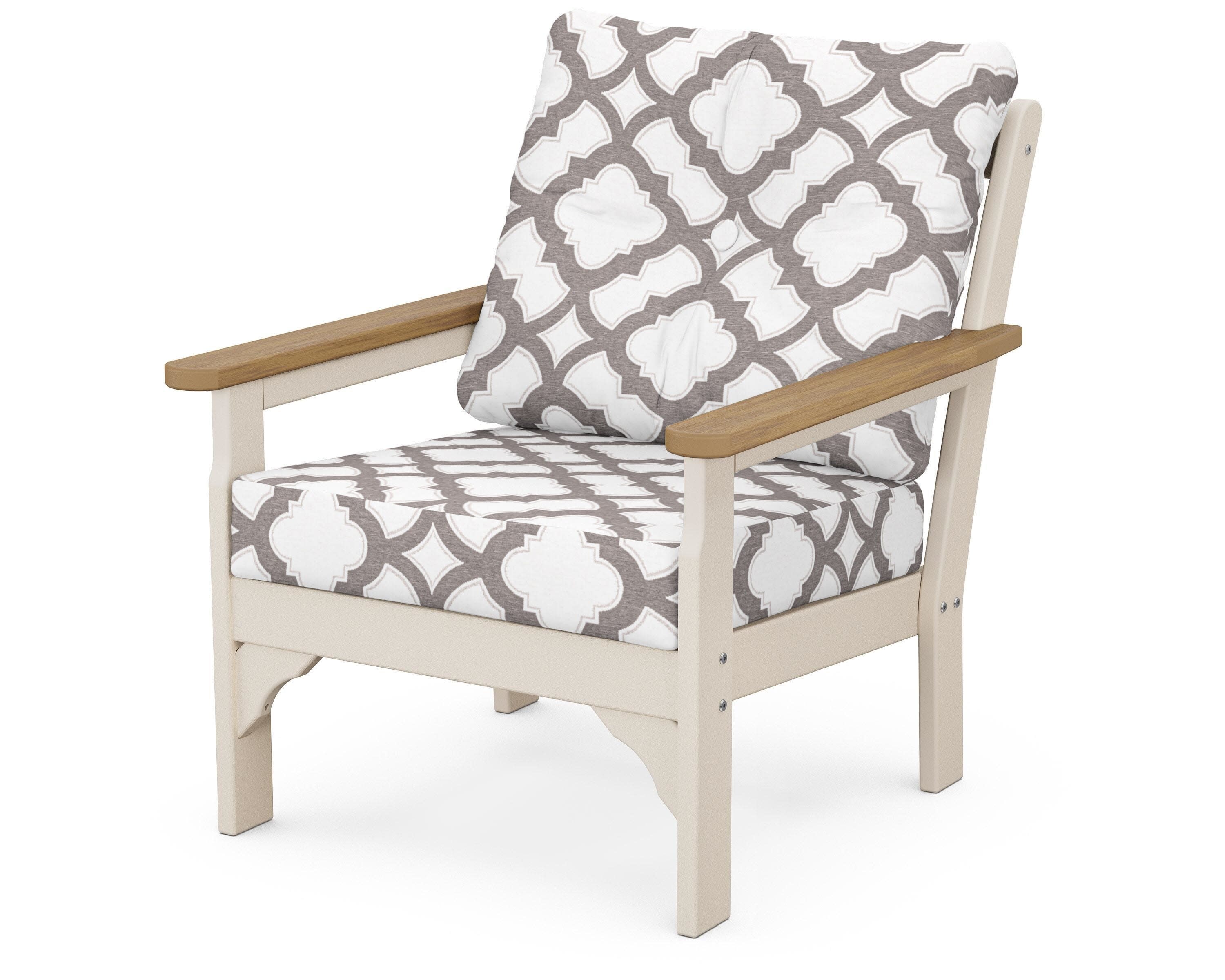 Vineyard Deep Seating Chair in Sand / Natural / Trellis Grey Mist